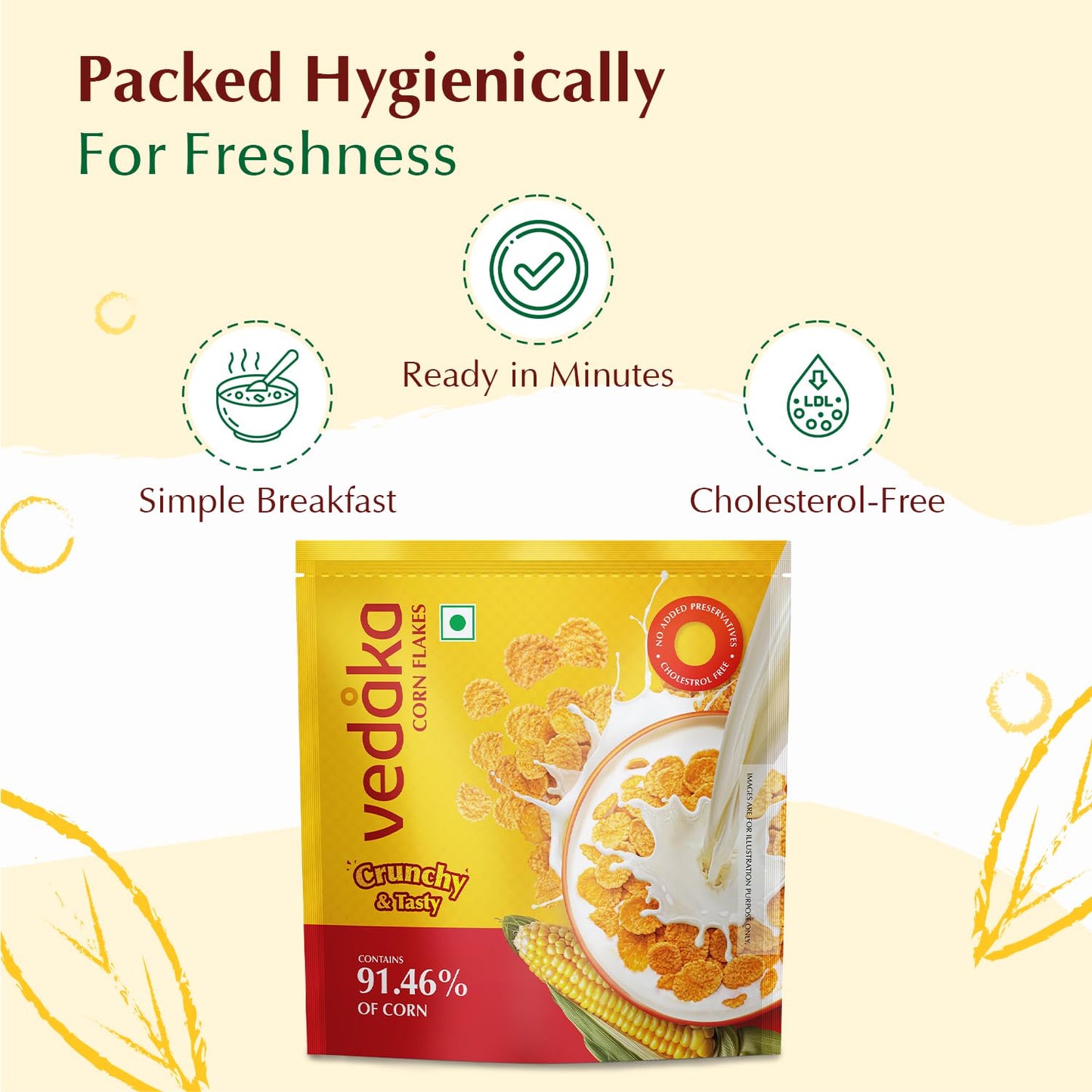 Vedaka Corn Flakes | 1.2 Kg | Breakfast Cereal | Low Saturated Fat
