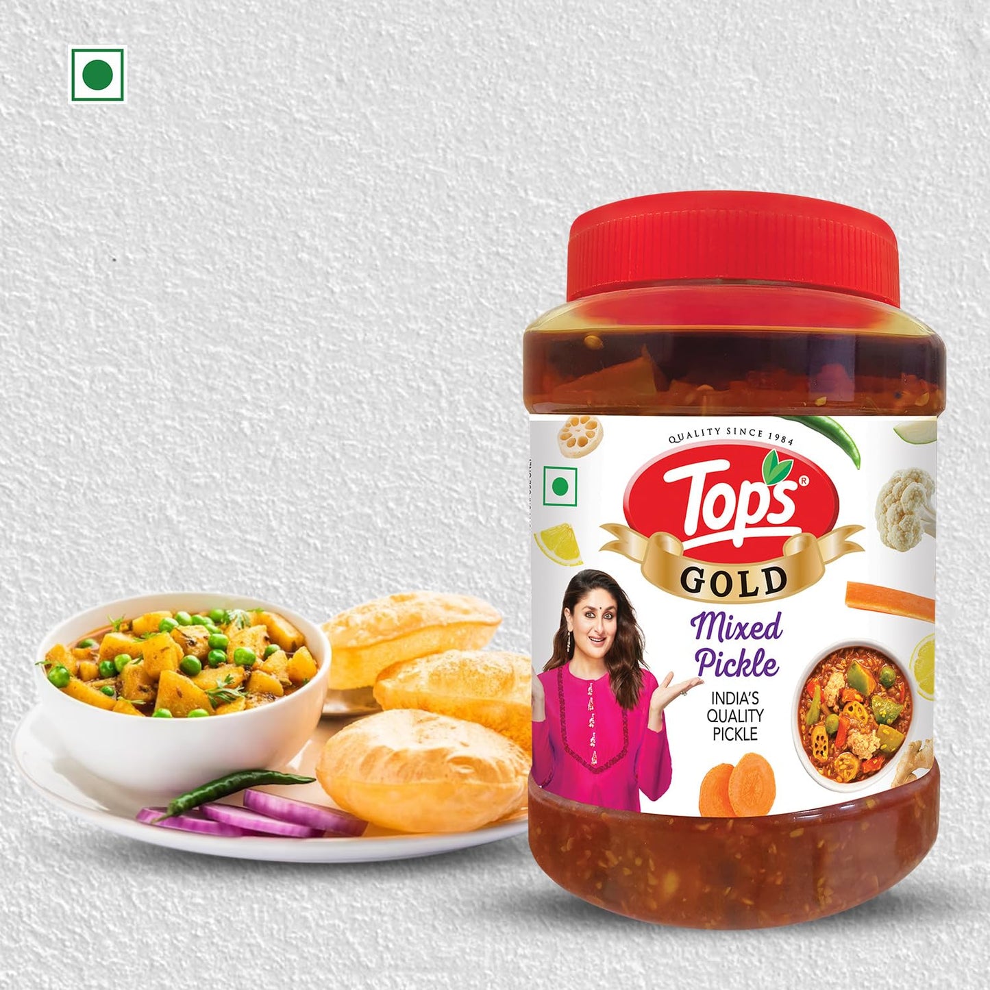 TOPS Gold Mixed Pickle - 900 gm | Infused with Traditional Spices, Trans Fat-Free