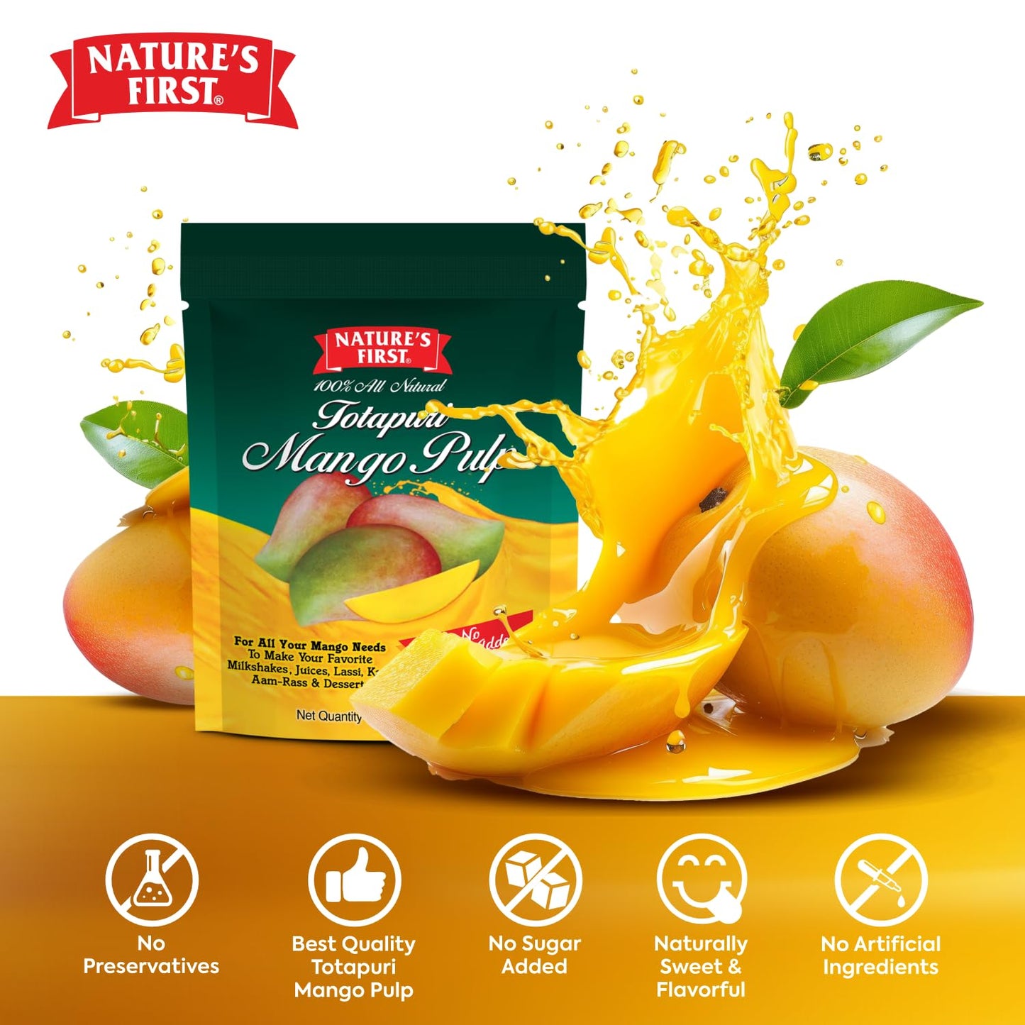 Nature's First Totapuri Mango Pulp 6 x 100 GMS - Canned Fruits
