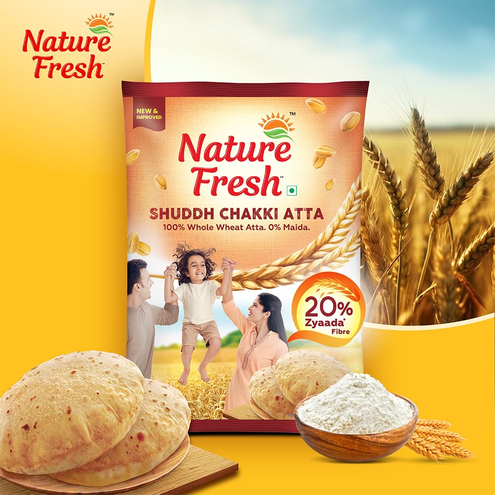 Nature Fresh Whole Wheat Flour 100% Chakki Atta - 1kg
