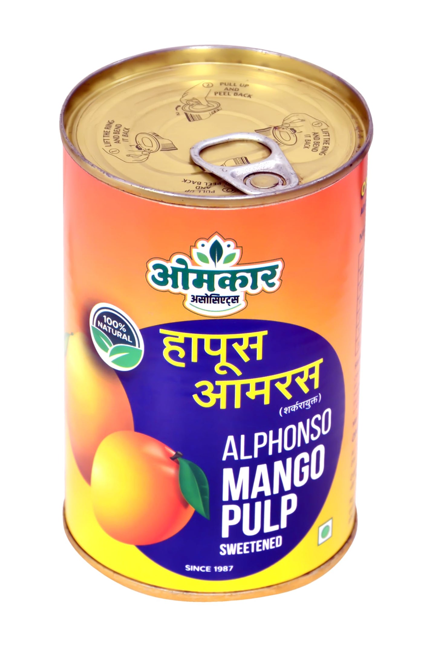 OMKAR ASSOCIATE'S Alphonso Mango Pulp 450 gm - Canned Fruits, No Preservatives