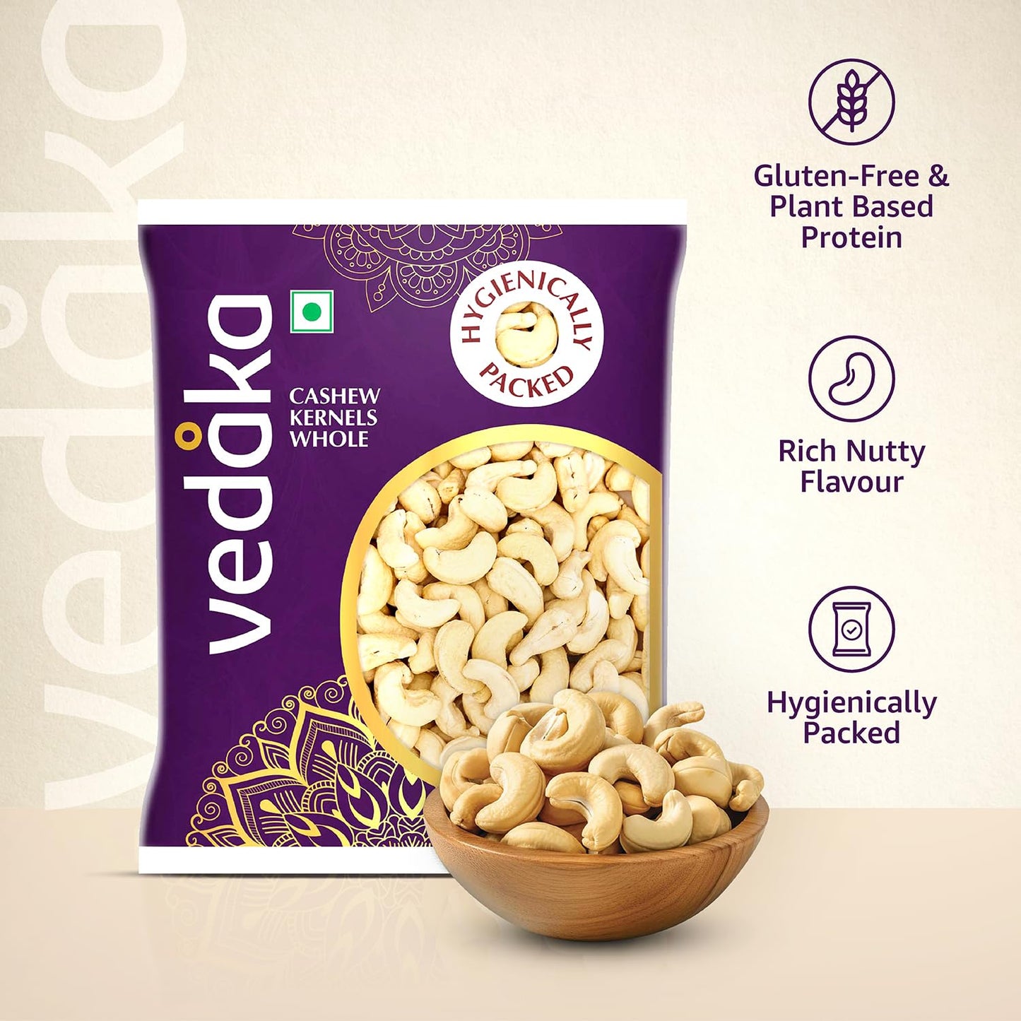 Vedaka Whole Cashews | 200g | Grade W320 | Gluten-Free Snack