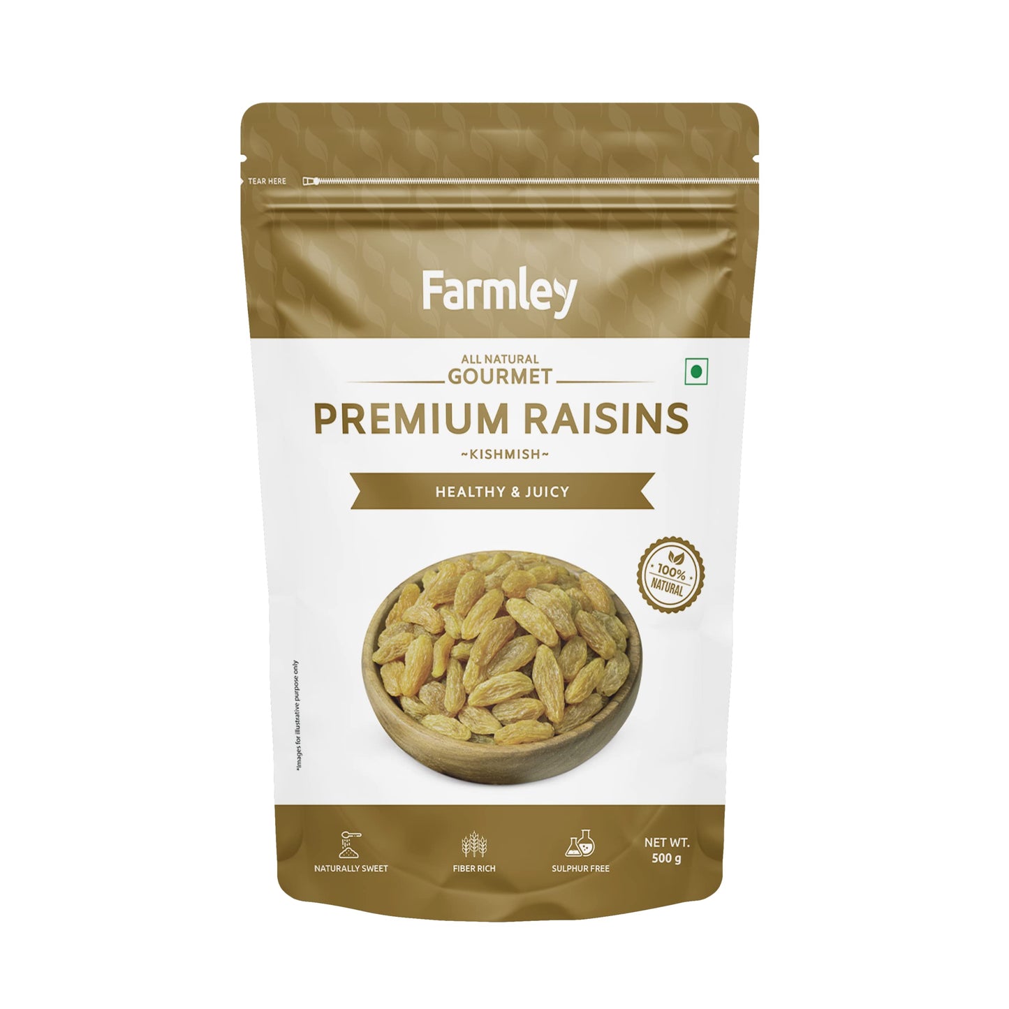 Farmley Seedless Raisins 500g - Dried Fruits, Low Sodium, Rich in Potassium