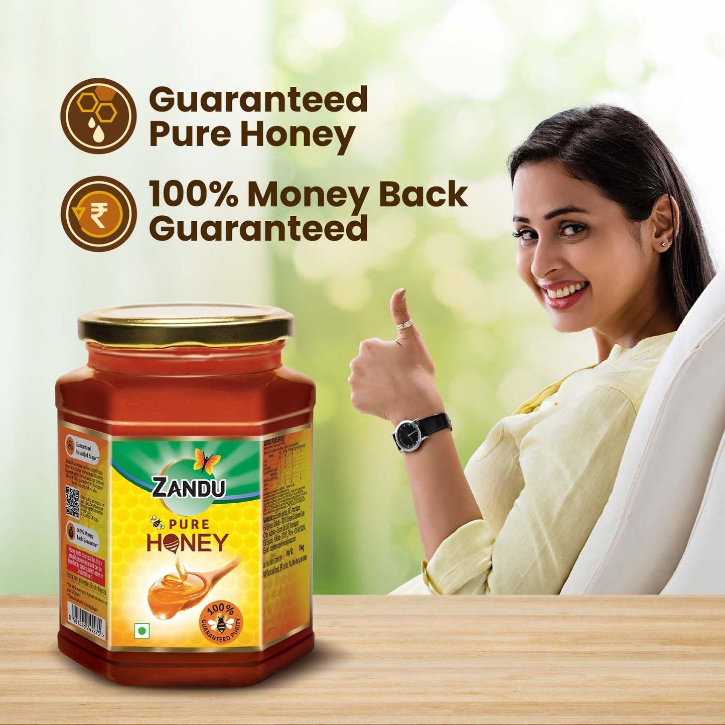 Zandu Honey 1KG - Unique Blend of Sunderban & Tulsi, No Added Sugar
