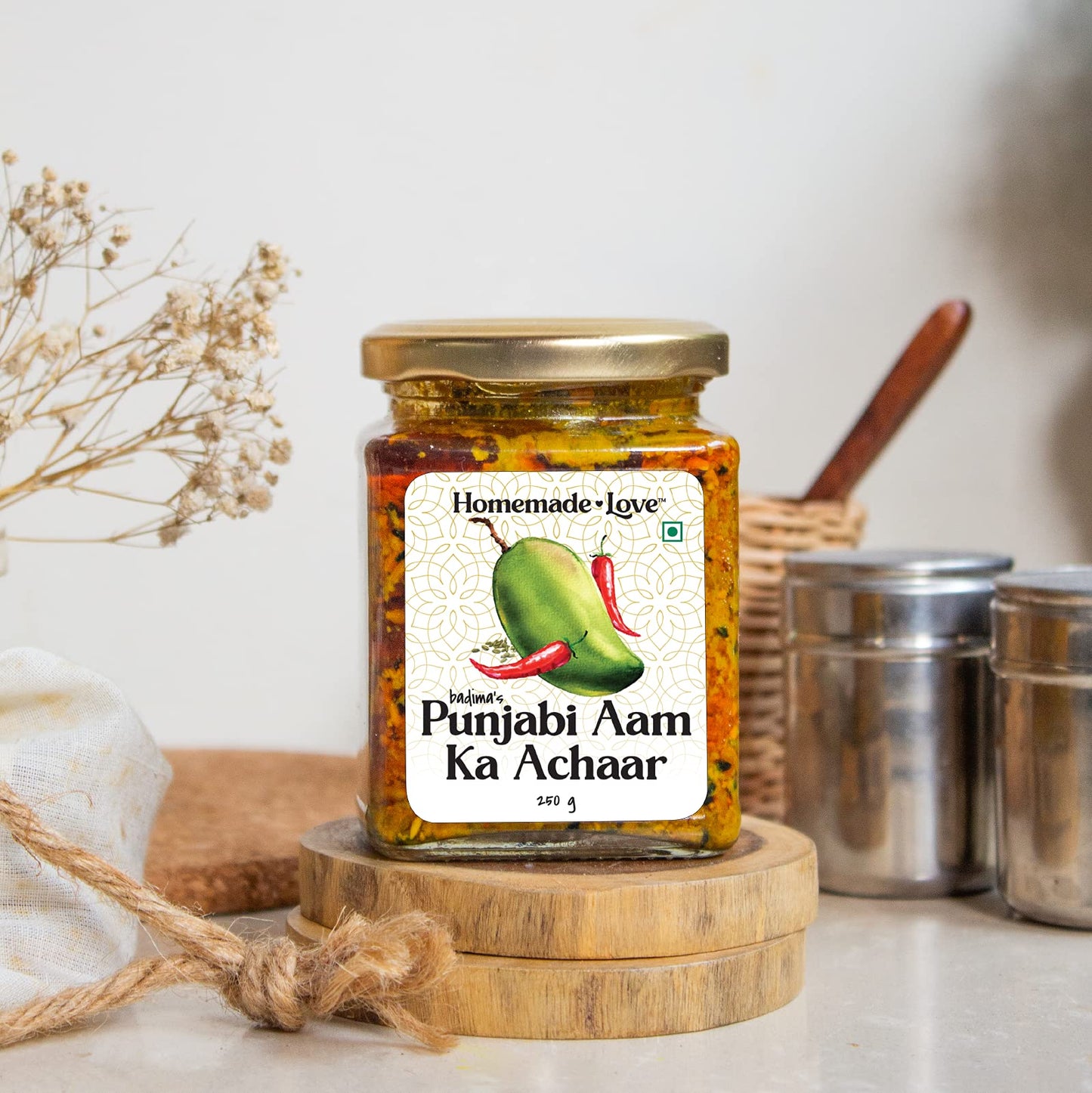 Homemade Love Punjabi Mango Pickle (250g) | Spicy Aam Ka Achaar with Mustard Oil