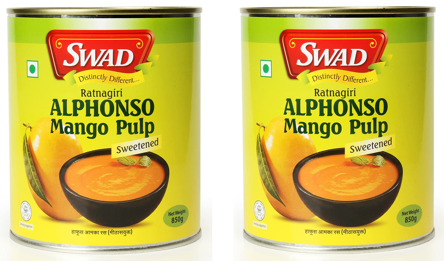 SWAD Ratnagiri Alphonso Mango Pulp Tin, 850g - Pack of 2