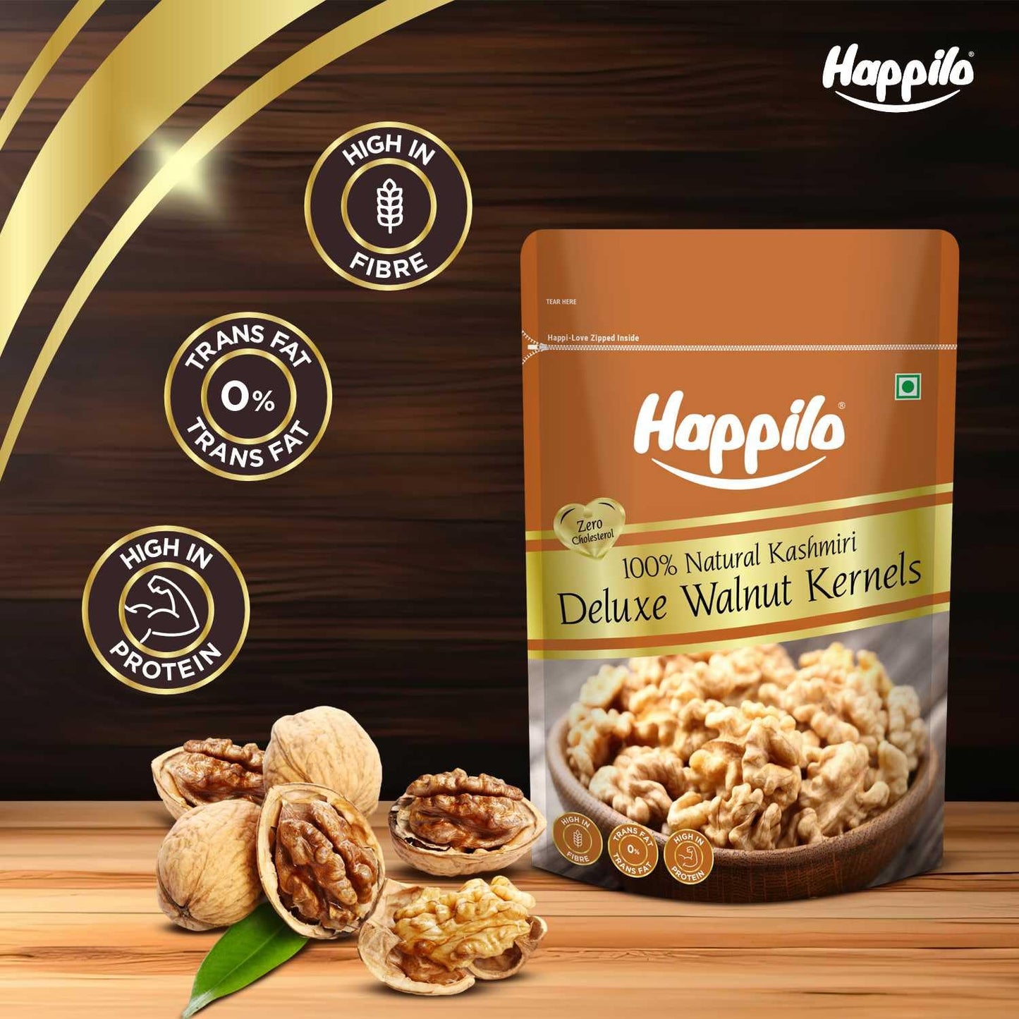 Happilo Walnuts 200g - No Shell, Rich in Omega-3, Protein