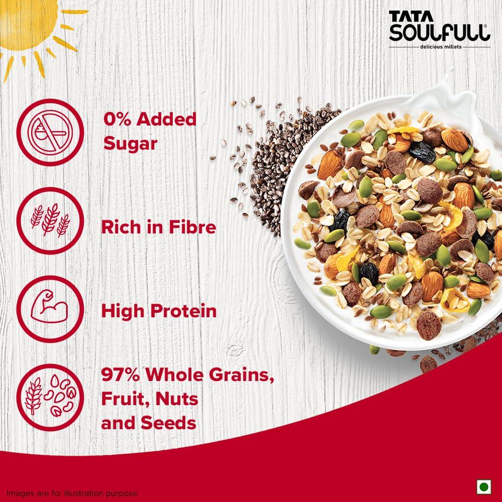 Tata Soulfull Millet Muesli 700g - 0% Added Sugar, High in Fibre