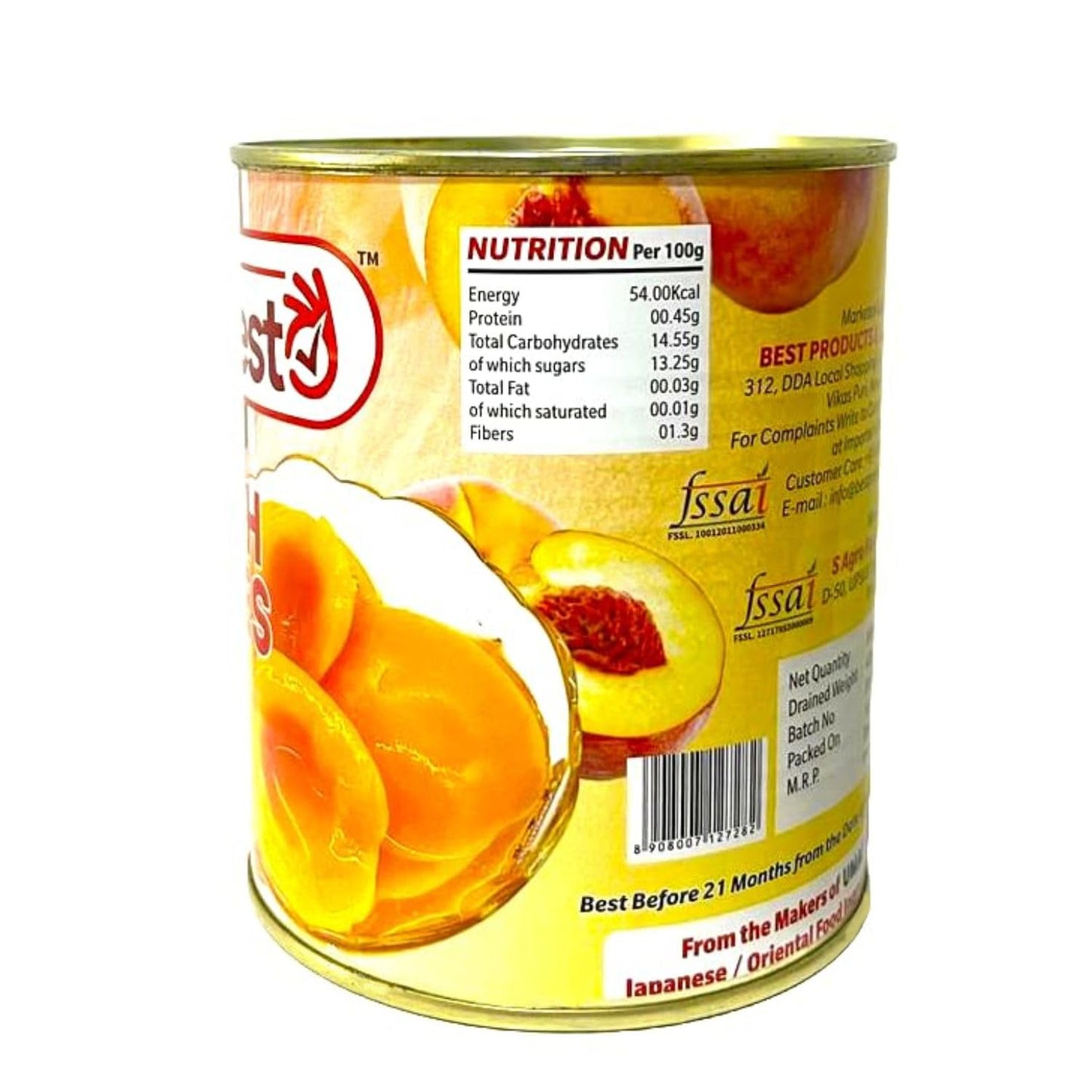 De Besto Canned Peach Halves 800g in Light Syrup - Versatile for Desserts & Salads