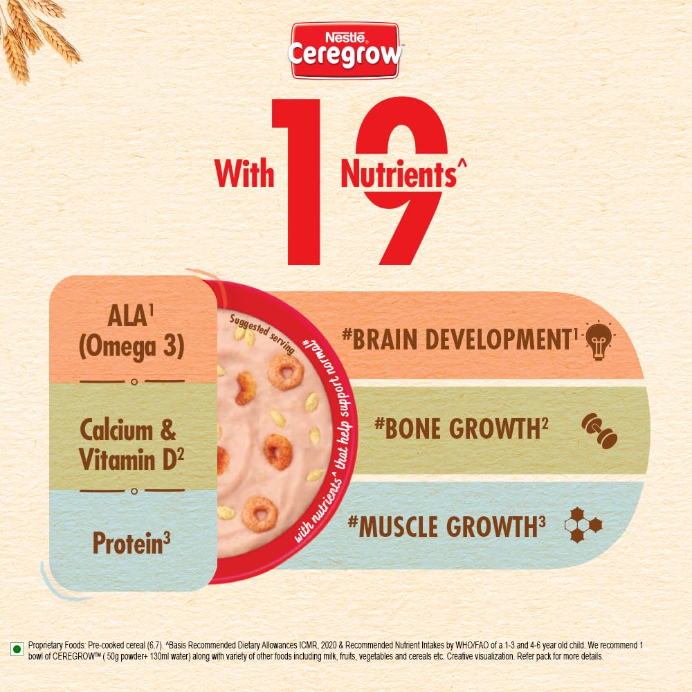 CEREGROW Multigrain Cereal with Milk & Fruits, 300g - Nutrient-Rich Breakfast