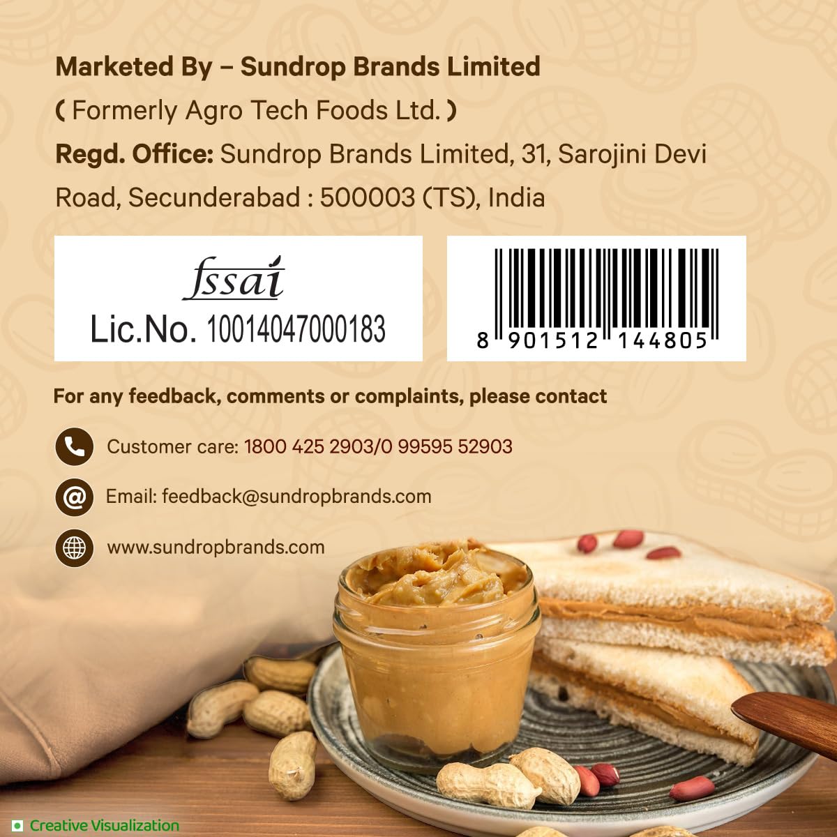 Sundrop Peanut Butter, Crunchy, 924 grams - Vegetarian Spread