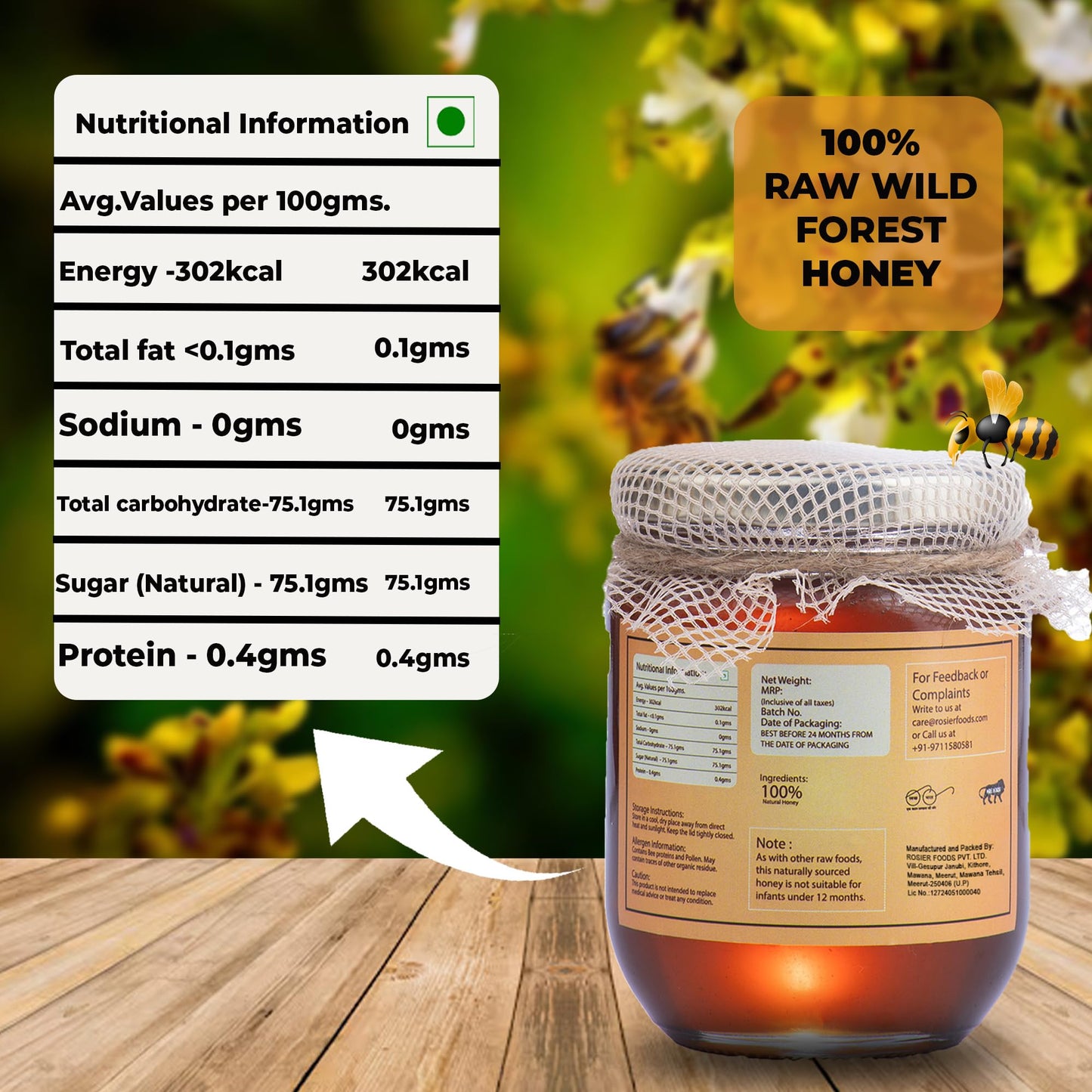 ROSIER Wild Forest Himalayan Honey, 500 gm - Pure & Fresh