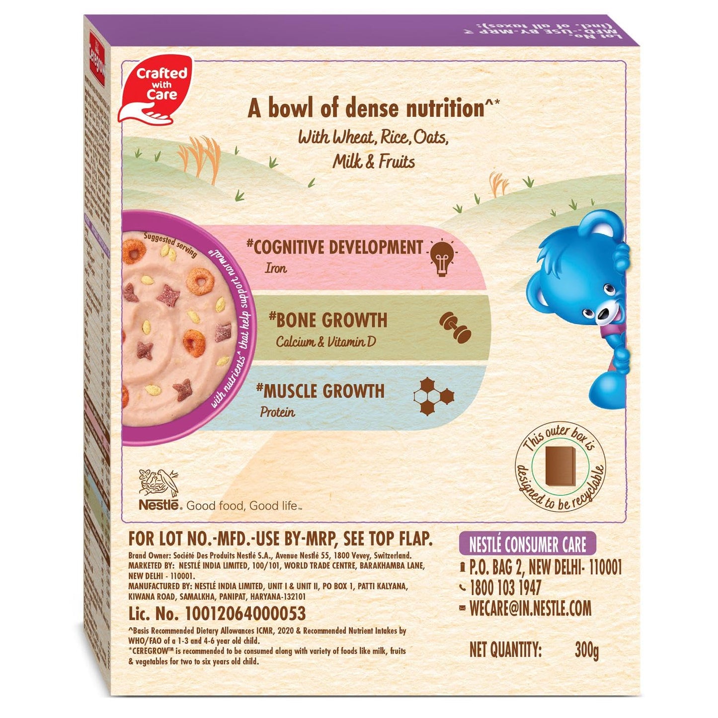 CEREGROW Multigrain Breakfast Cereal 300g | With Iron, Calcium & Protein