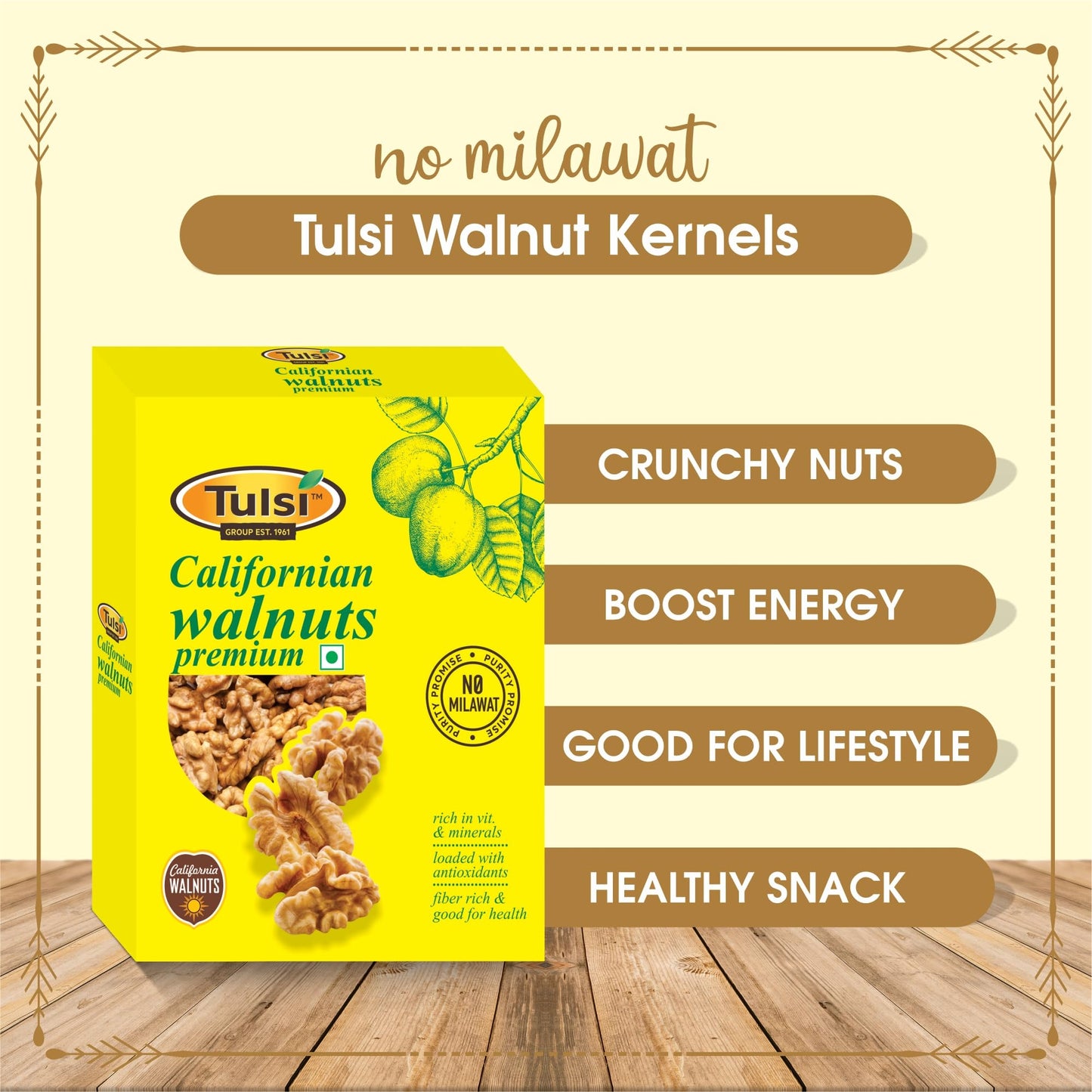 Tulsi California Walnut Kernels 200g | Large Size | Rich in Omega-3 | Crunchy Nuts