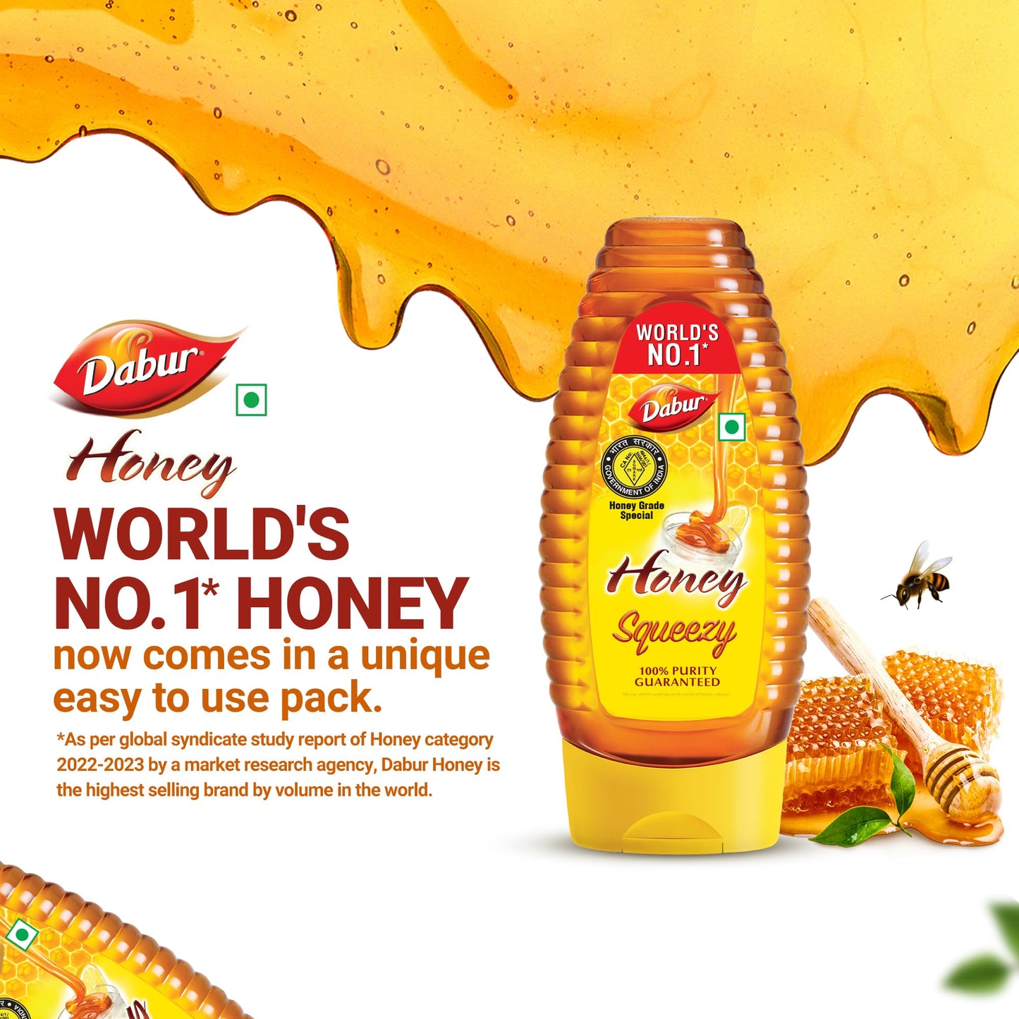 Dabur Honey Squeezy Pack 450g (225gx2) | 100% Indigenous Honey | Rich in Antioxidants