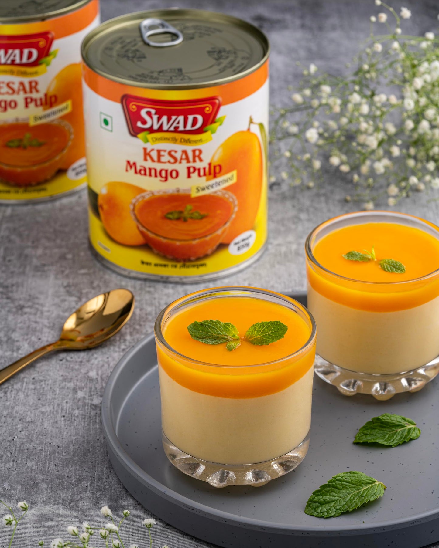 SWAD Kesar Mango Pulp Tin - Sweetened, 850g Canned Fruits