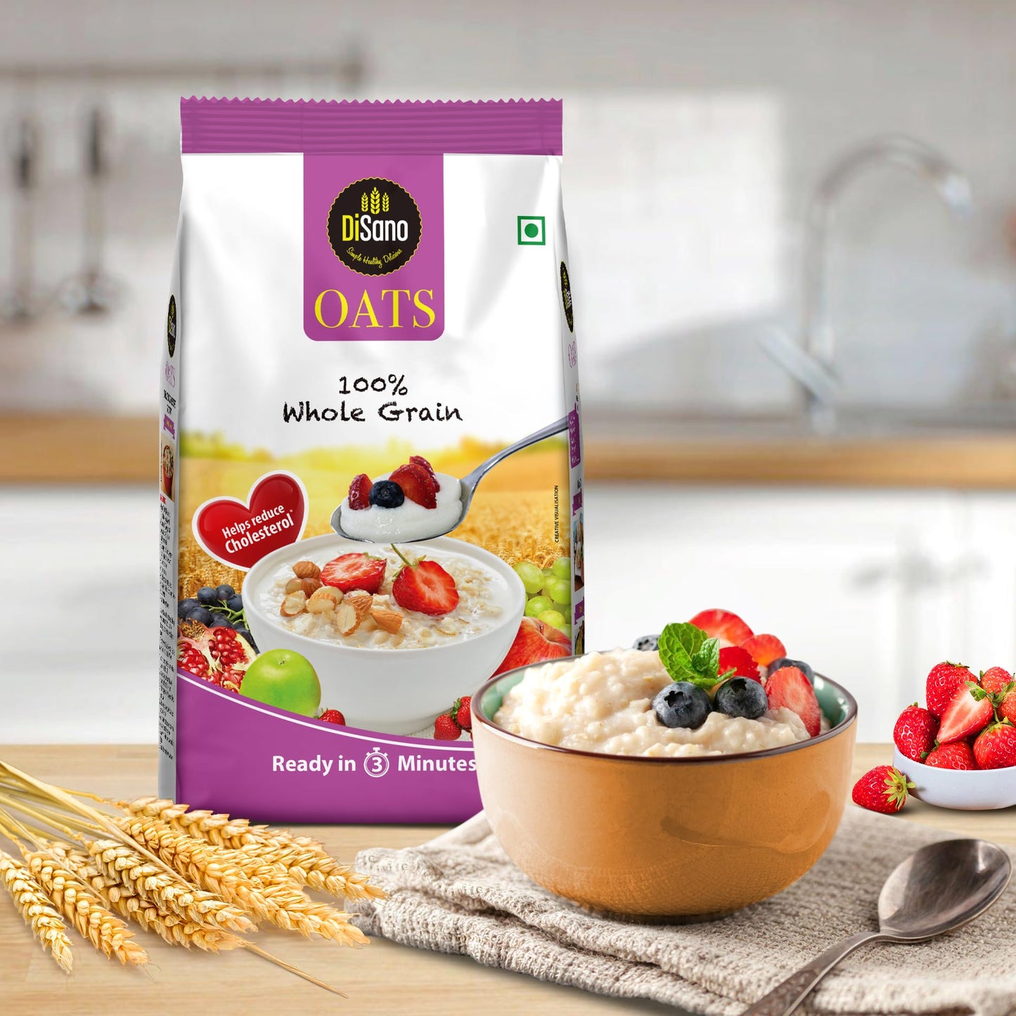 Disano Oats 1 kg Pouch - Wholegrain Breakfast Option