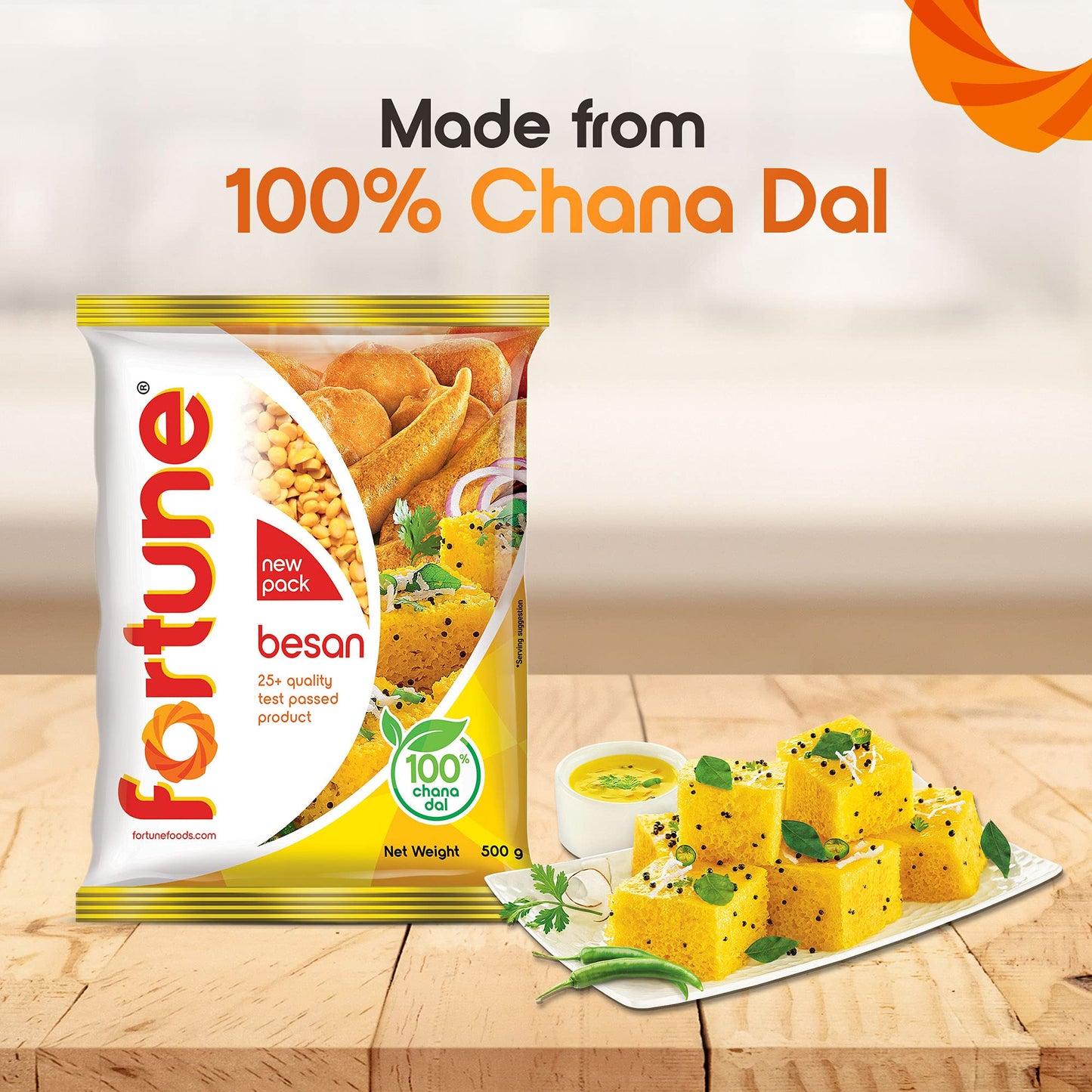 Fortune Chana Besan, 500 g - 100% Chana Dal Cooking Supplies