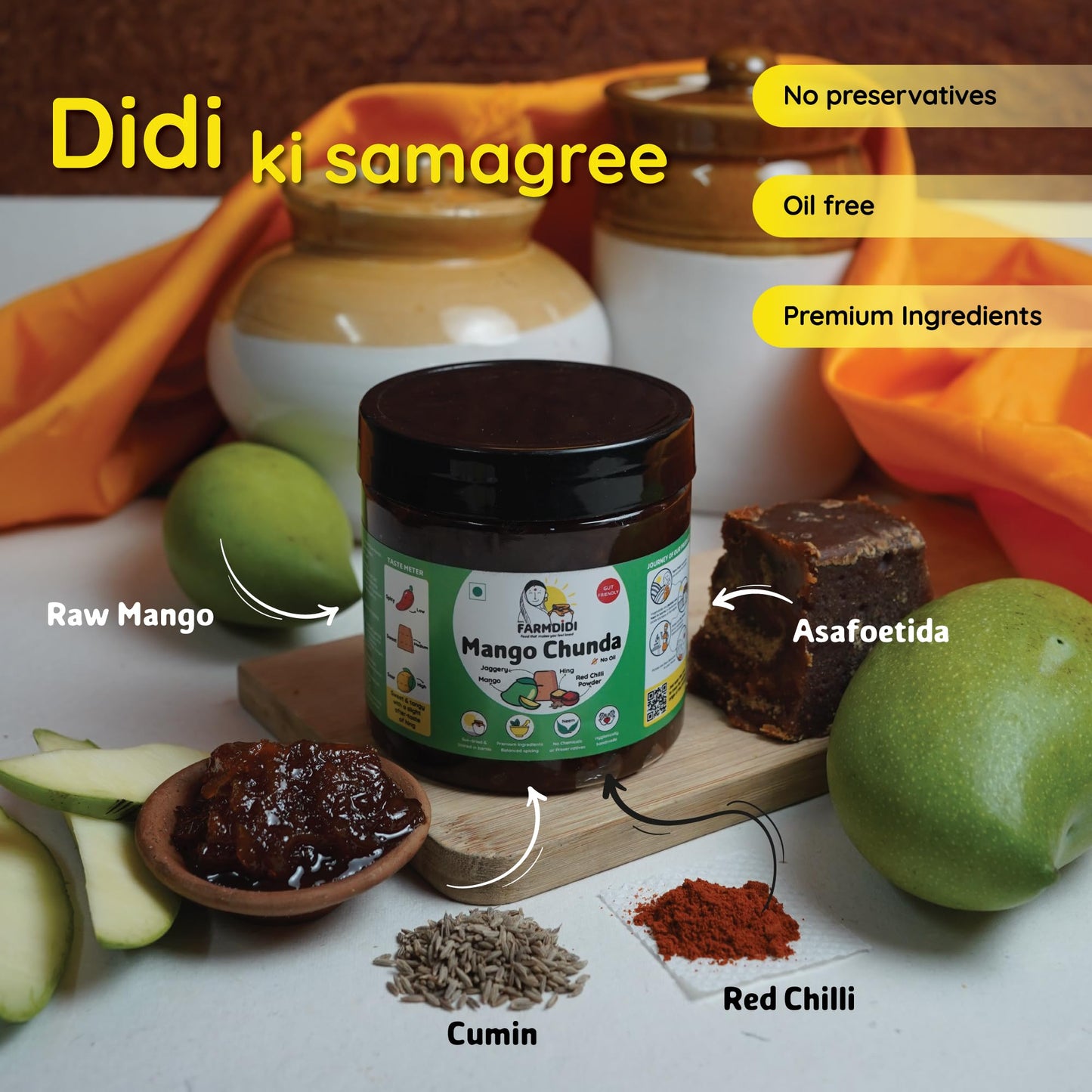 FarmDidi Mango Chunda with Jaggery 325g | Oil-Free Handmade Pickle