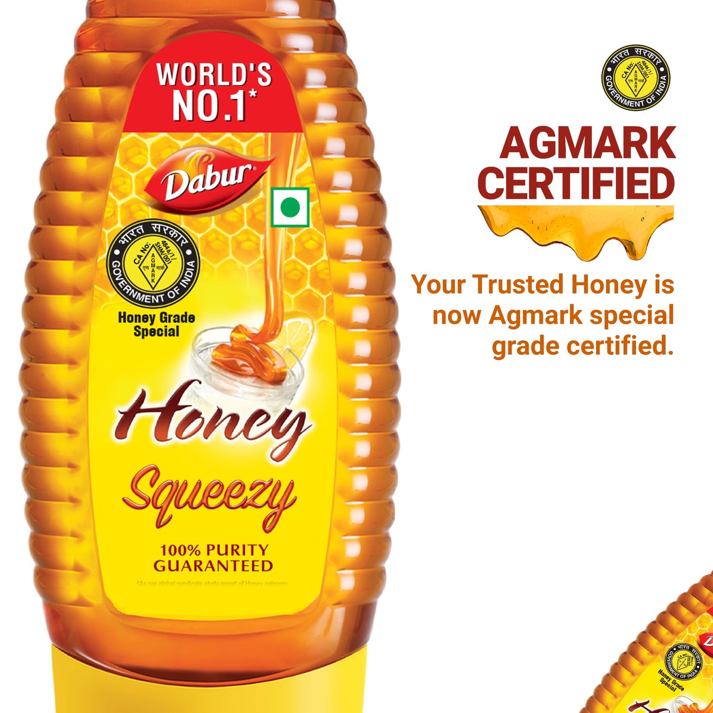 Dabur Honey Squeezy Pack 450g (225gx2) | 100% Indigenous Honey | Rich in Antioxidants