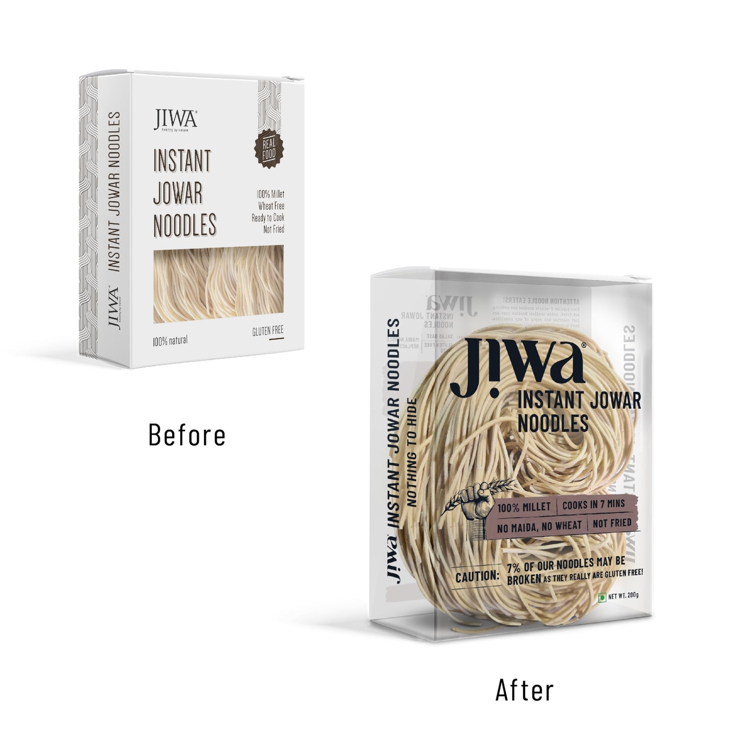 JIWA Instant Jowar Noodles | 200g Pack | Gluten Free, No Maida