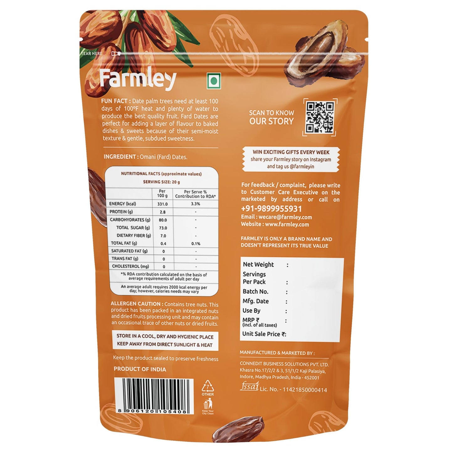 Farmley Omani Fard Dates, 400 g | Dried Fruits, High in Fiber
