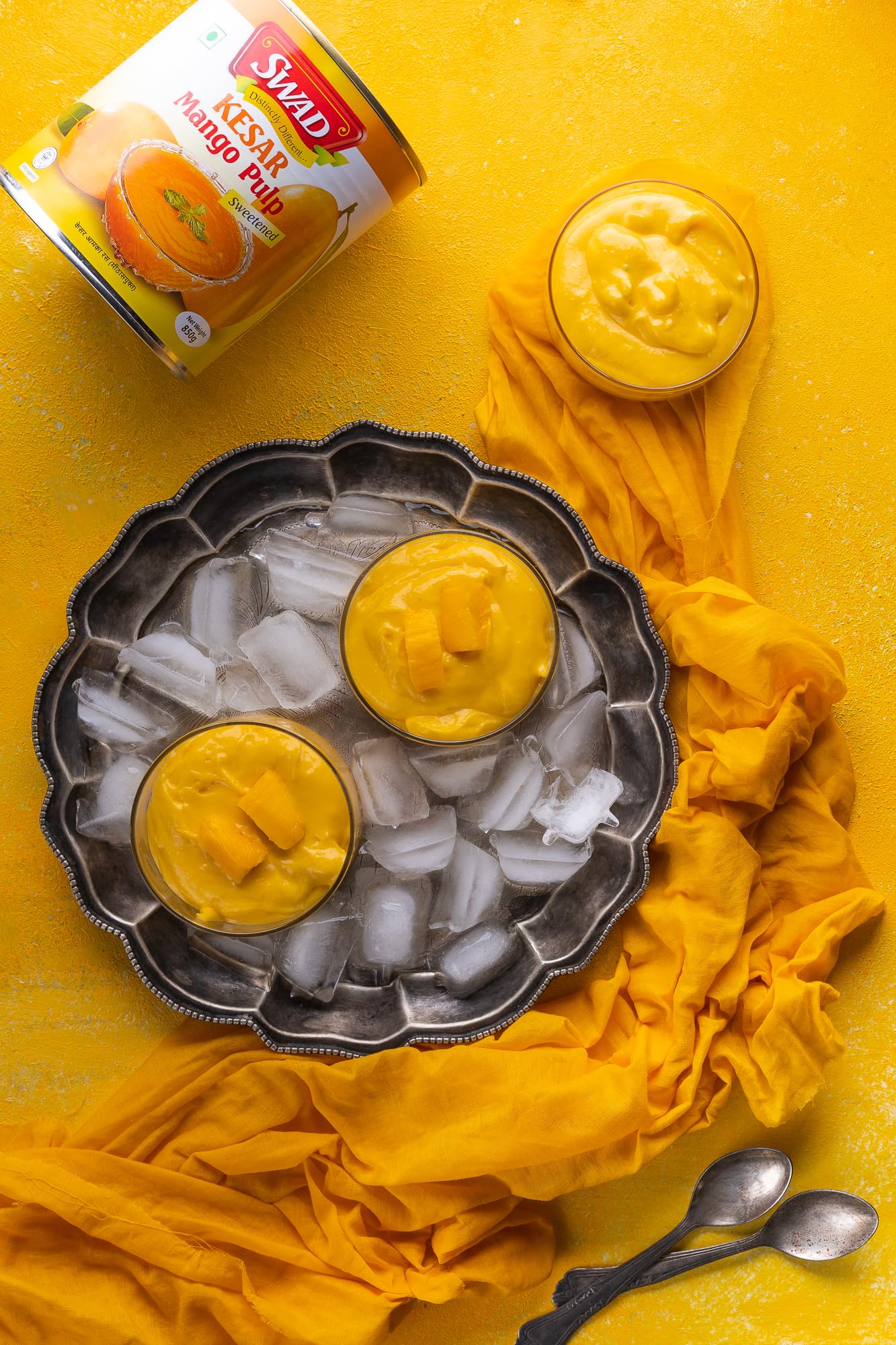 SWAD Kesar Mango Pulp Tin - Sweetened, 850g Canned Fruits