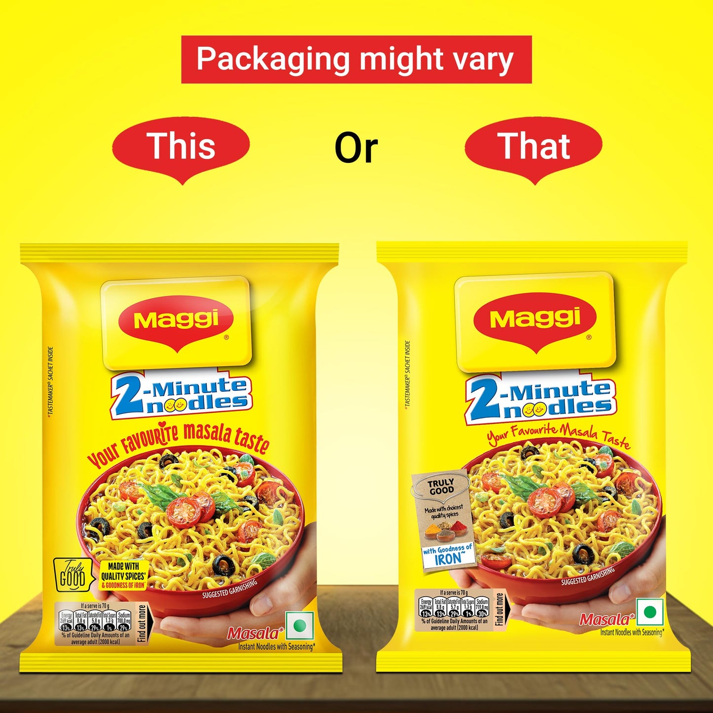 MAGGI Instant Masala Noodles, 70g Pouch - Iron Fortified