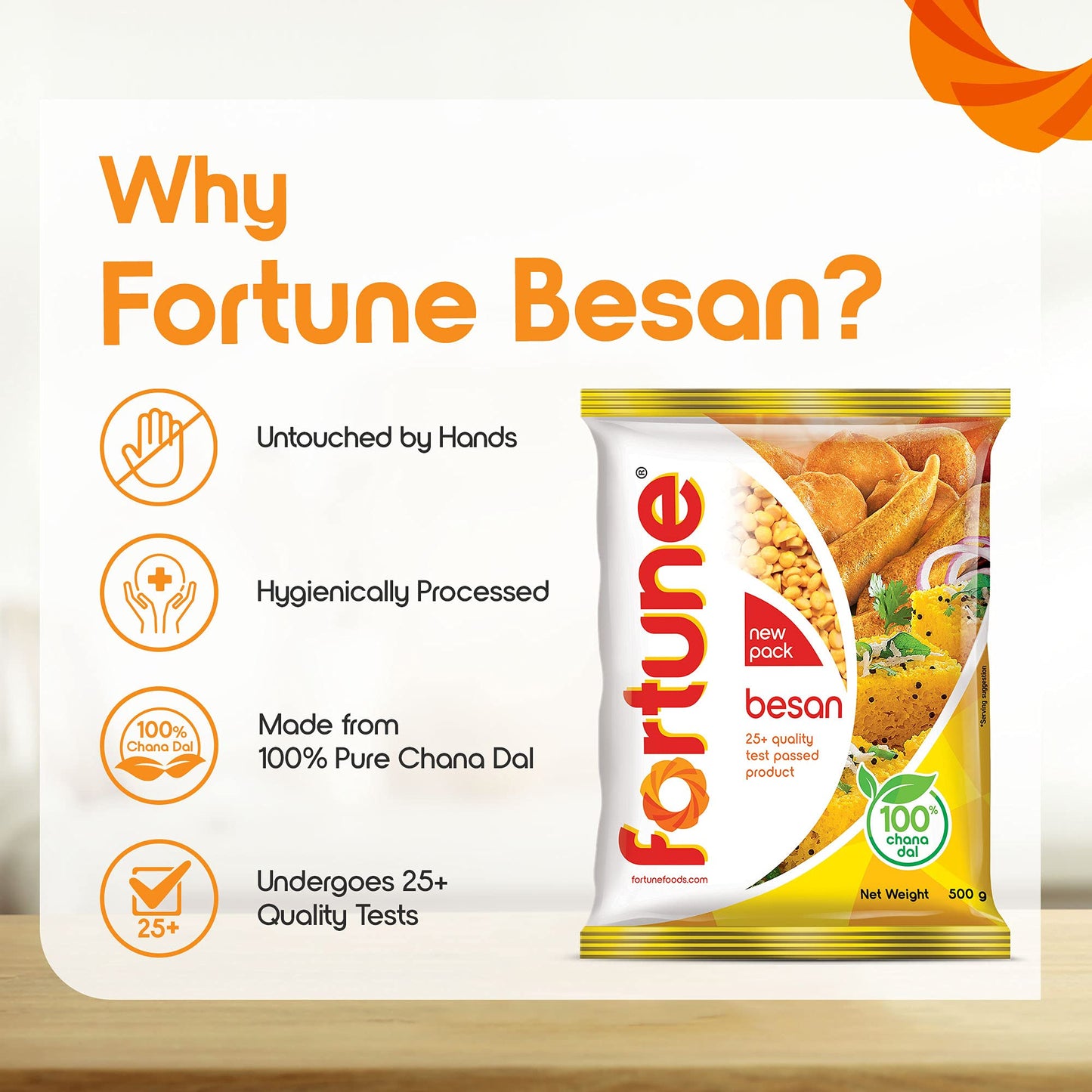 Fortune Chana Besan, 500 g - 100% Chana Dal Cooking Supplies
