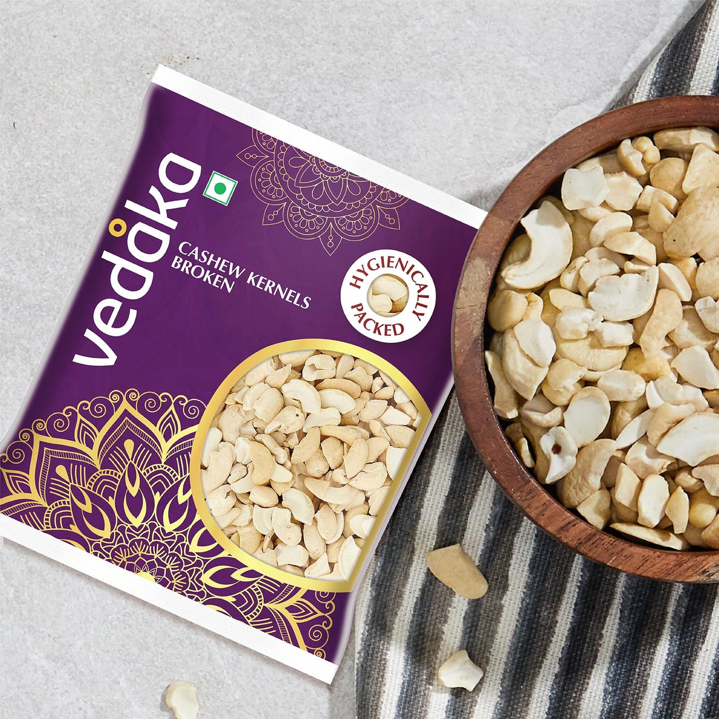 Vedaka Broken Cashews - 100g Pack - Nutty Flavor, Firm Texture