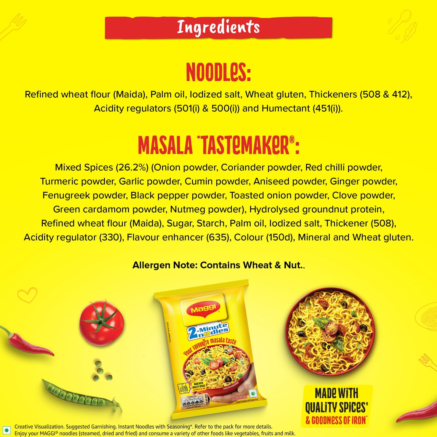 MAGGI Instant Masala Noodles, 70g Pouch - Iron Fortified
