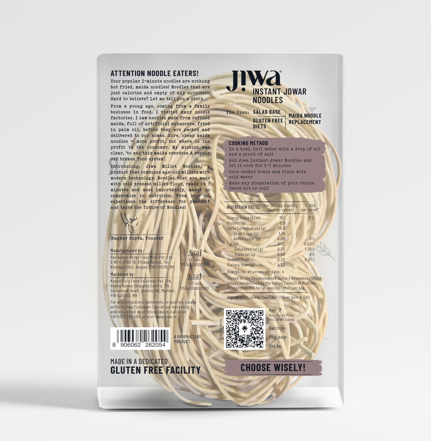 JIWA Instant Jowar Noodles | 200g Pack | Gluten Free, No Maida