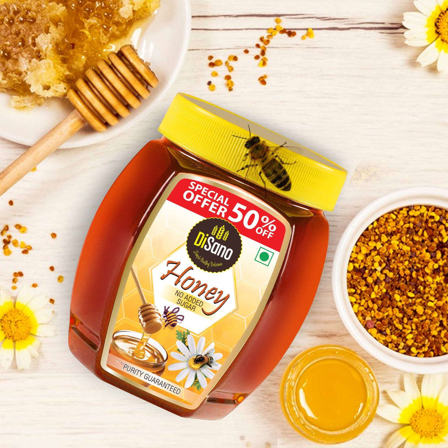 DiSano Pure Honey 1Kg - No Added Sugar, Fresh, Natural Sweetener