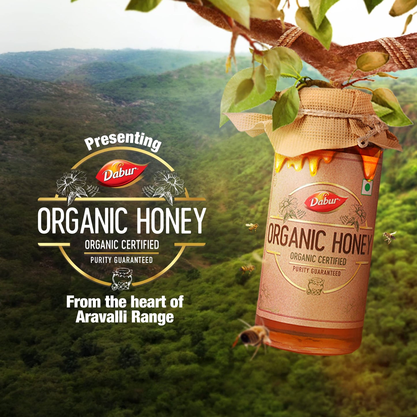 Dabur Organic Honey - 500g | Raw & Unprocessed | NPOP Certified