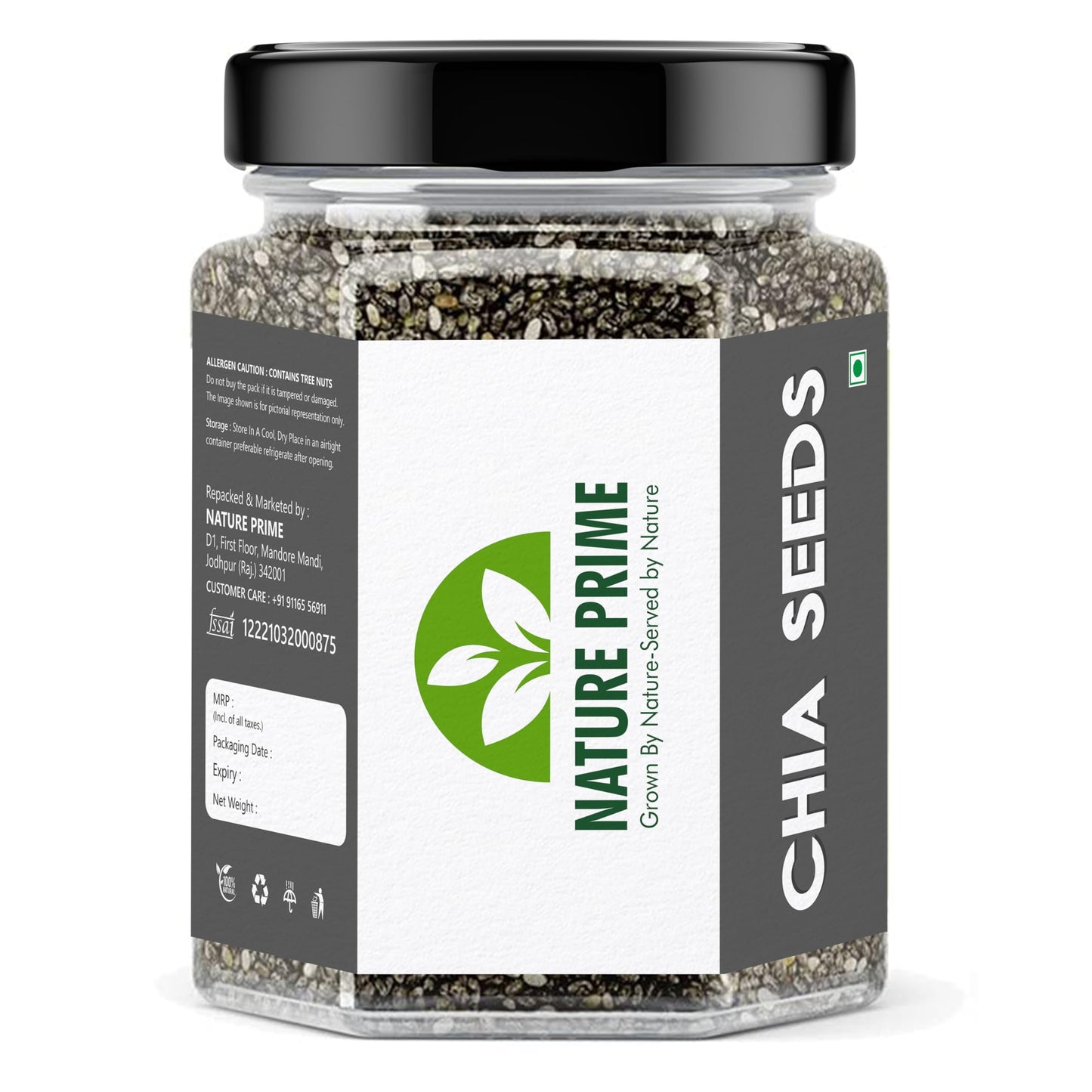 Nature Prime Chia Seeds 250g - Non-GMO, Fibre Rich, Omega-3 Seeds