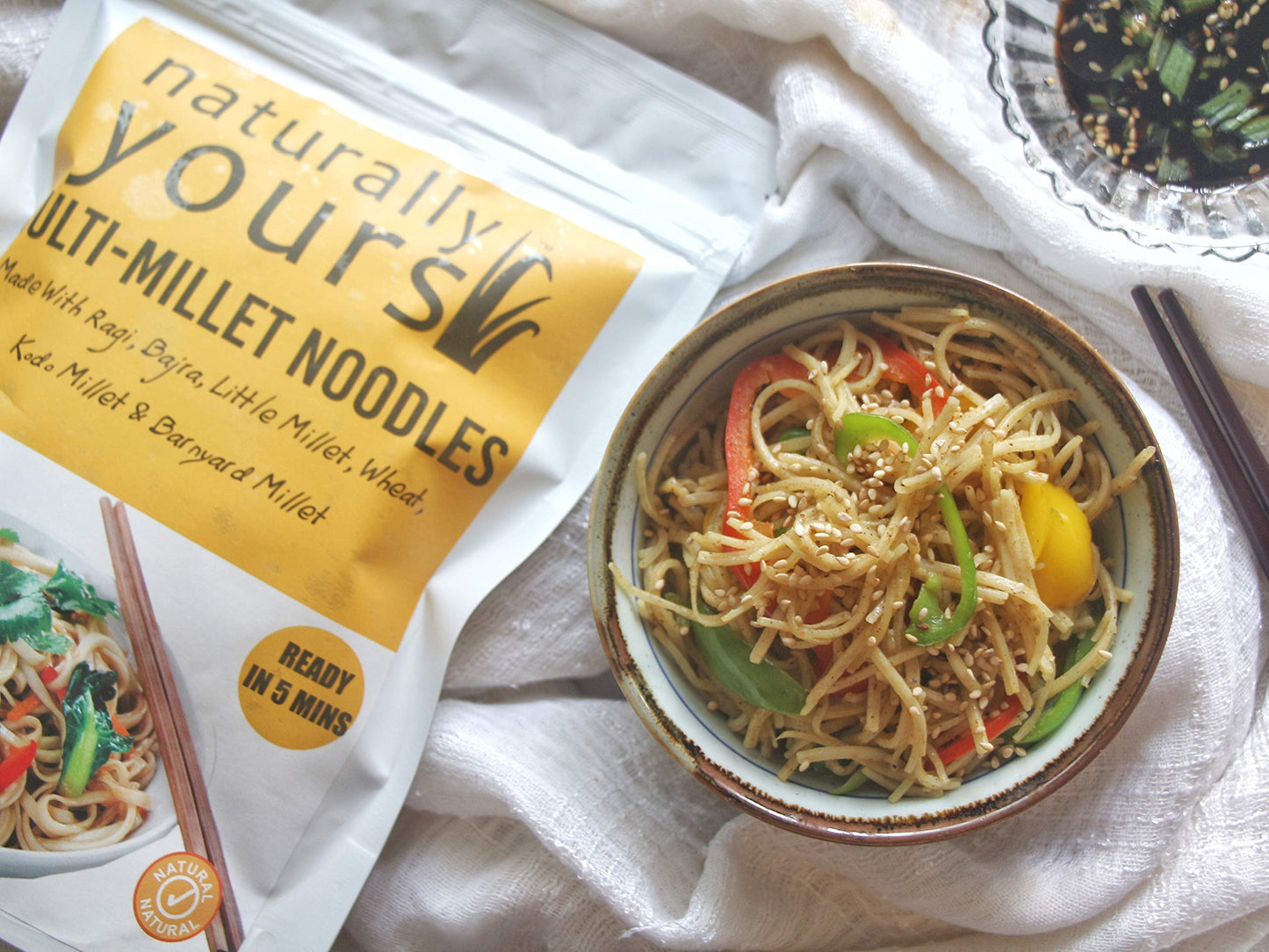 Naturally Yours Multi Millet Noodles | 180g Pack of 1 | 6 Supergrains | No Maida, Vegan