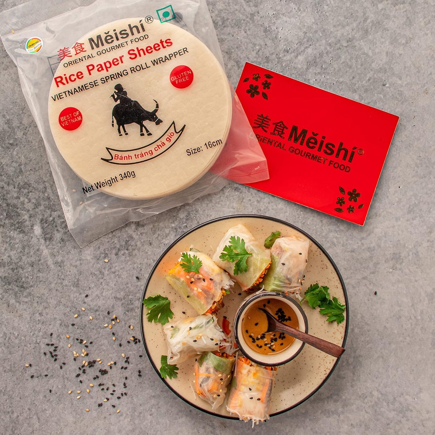 Meishi Gluten Free Spring Rice Paper Roll | 100g | 22 cm | Edible Sheets