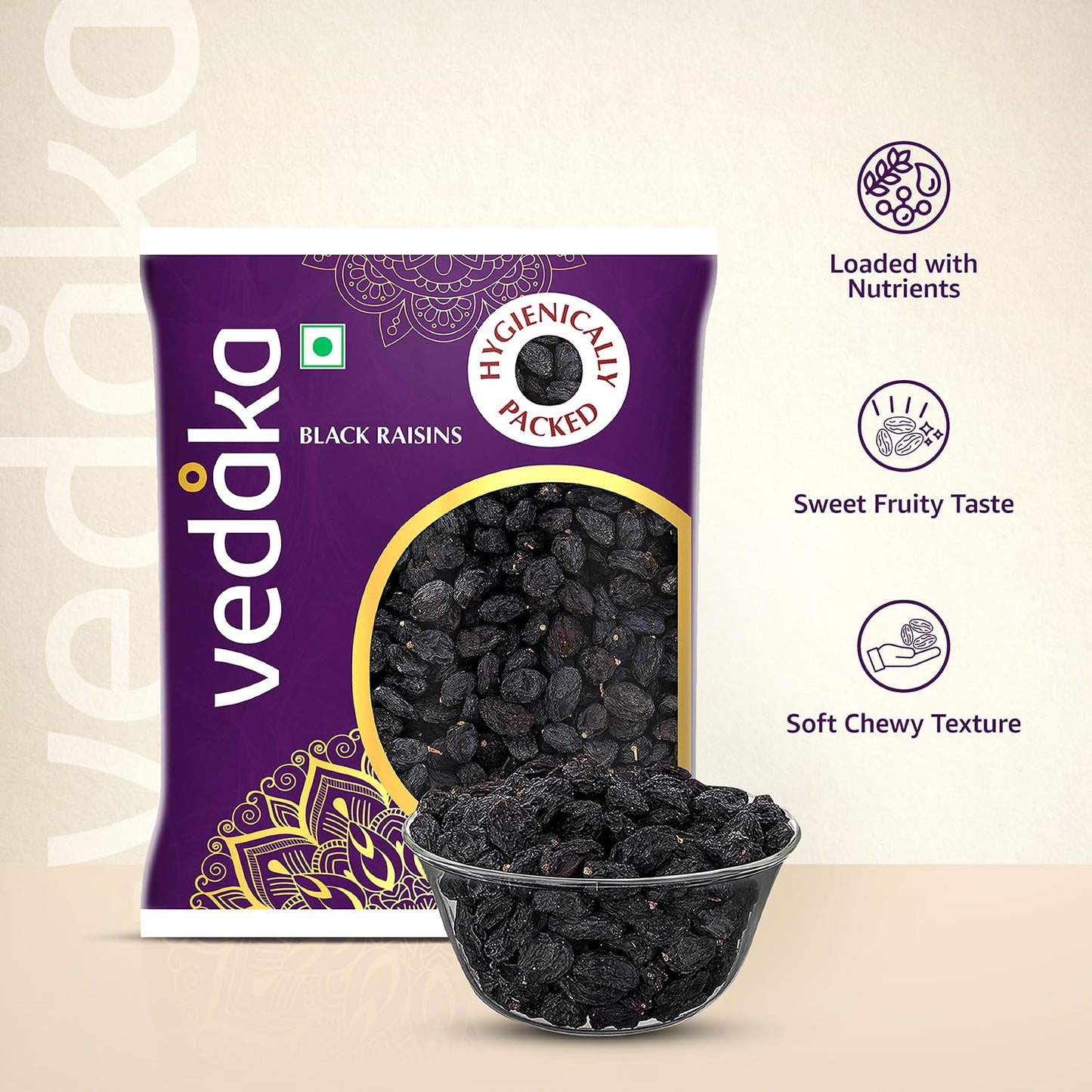 Vedaka Black Raisins, 200gm - Fresh & Sweet Dried Fruits