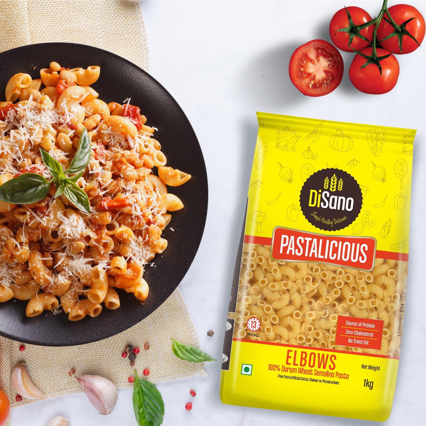 DISANO Elbows Pasta, 1Kg, 100% Durum Wheat, No Maida, Vegetarian