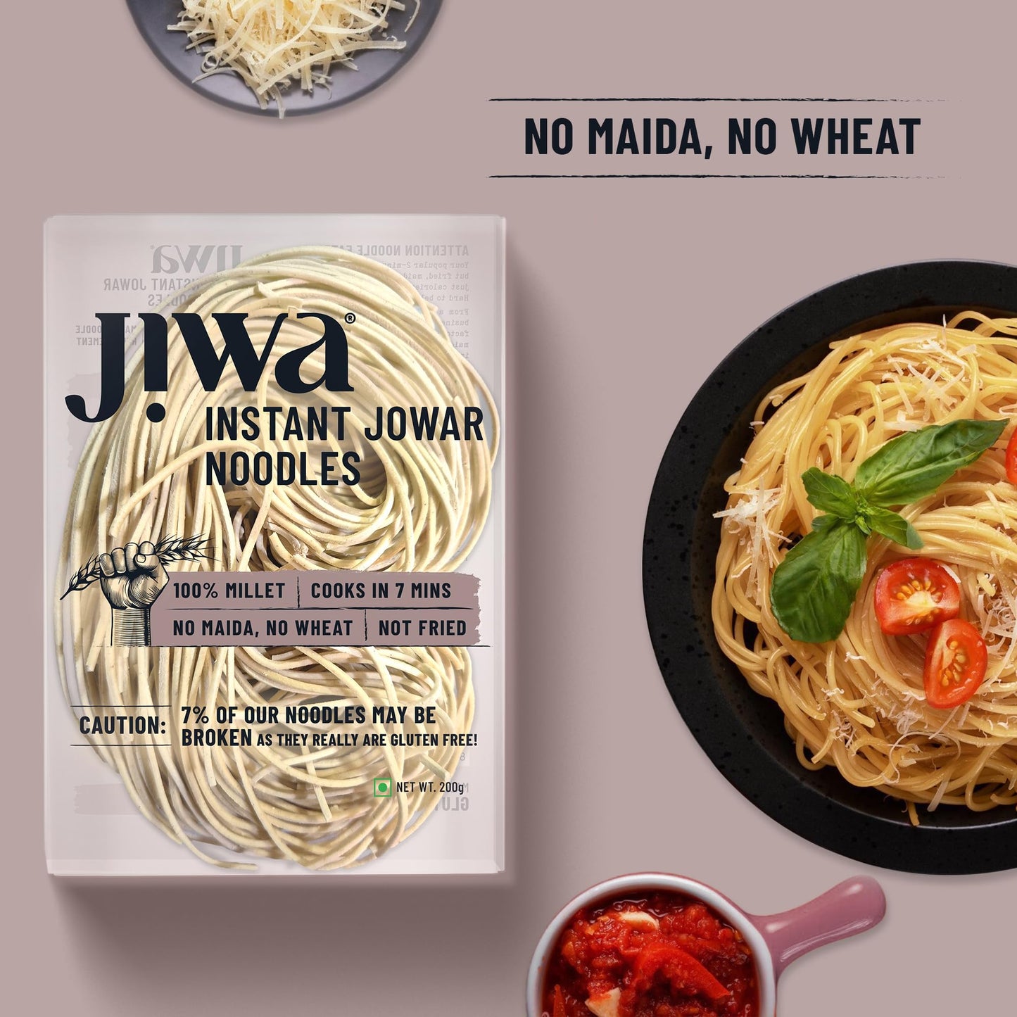 JIWA Instant Jowar Noodles | 200g Pack | Gluten Free, No Maida