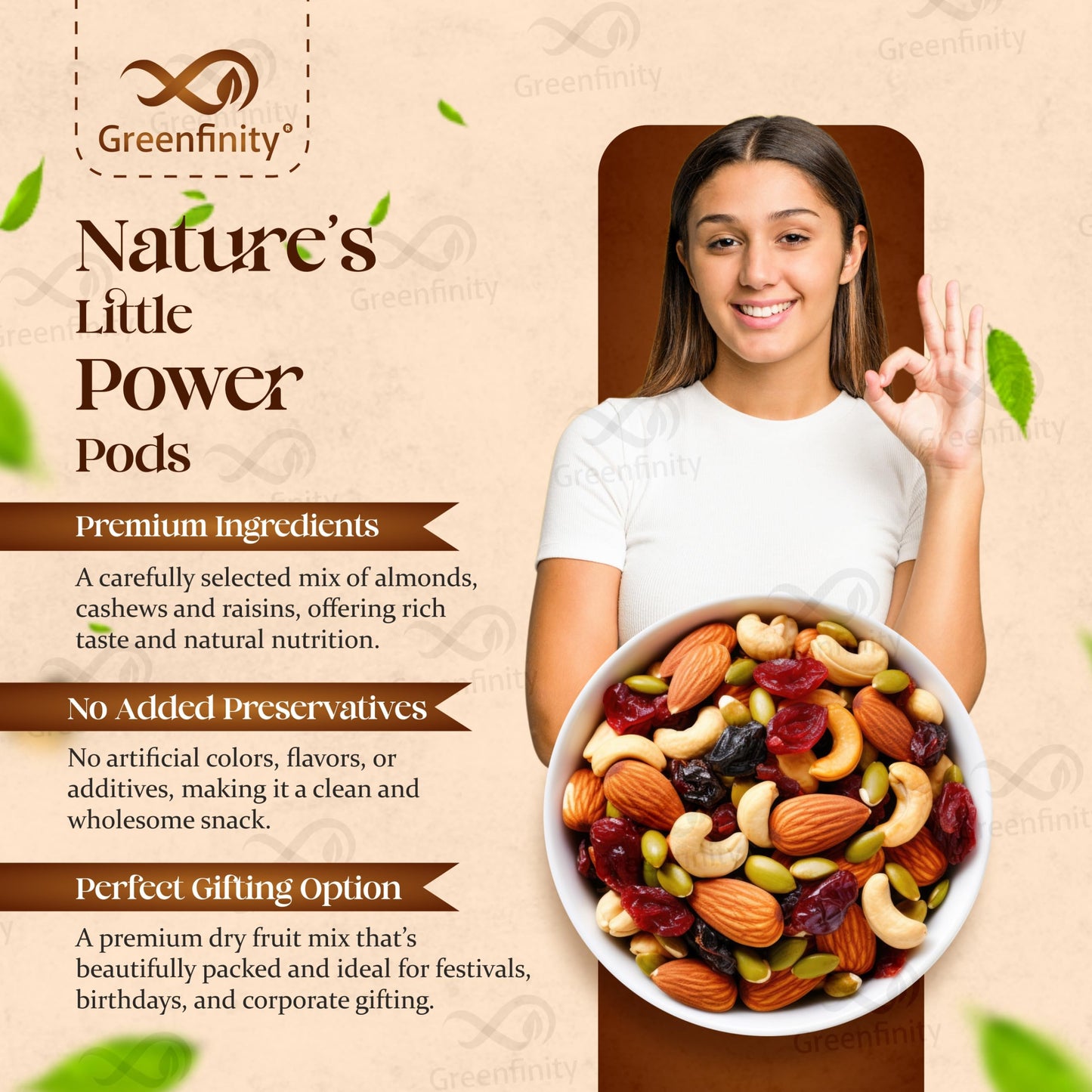 GreenFinity Mixed Dry Fruits Pack – 1kg (500g x 2) | Resealable for Freshness