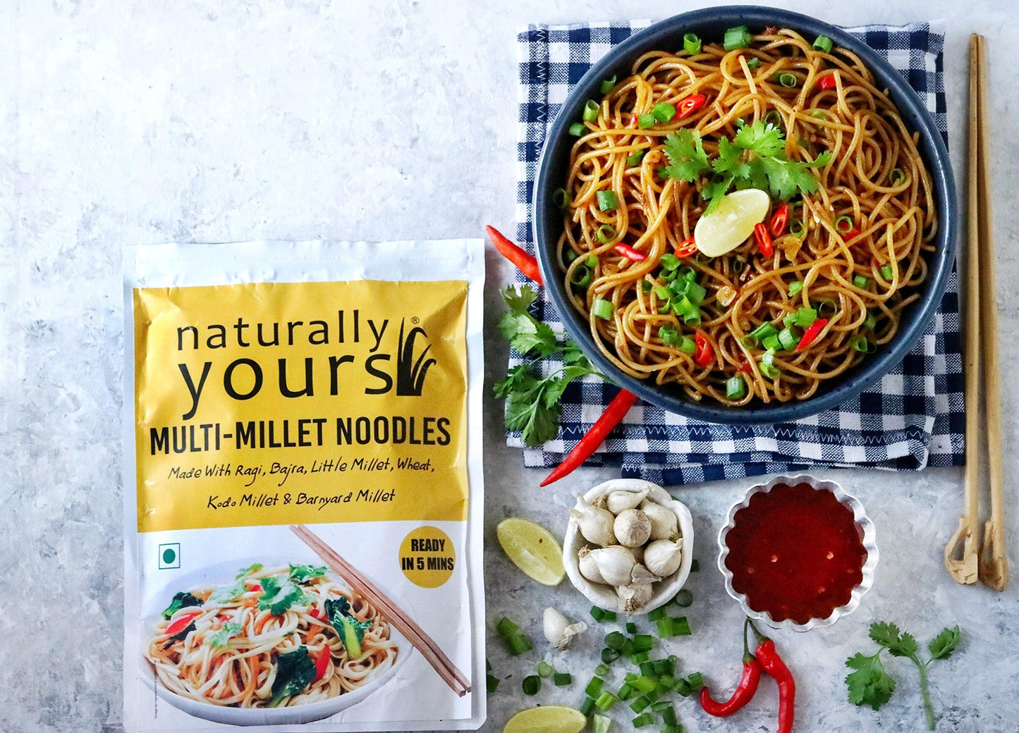 Naturally Yours Multi Millet Noodles | 180g Pack of 1 | 6 Supergrains | No Maida, Vegan