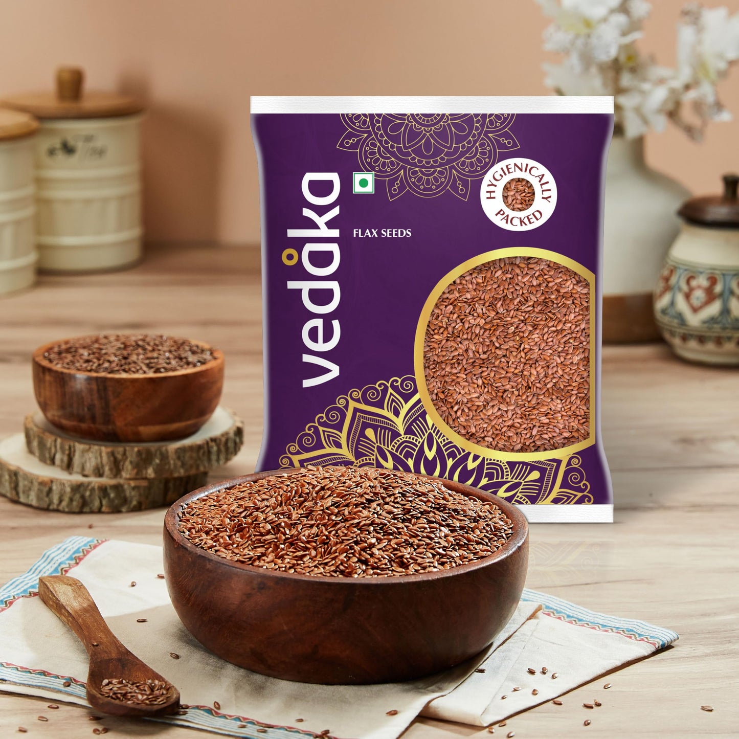 Vedaka Raw Flaxseeds | 500 Gram | Nutty Flavor & Crunchy Texture