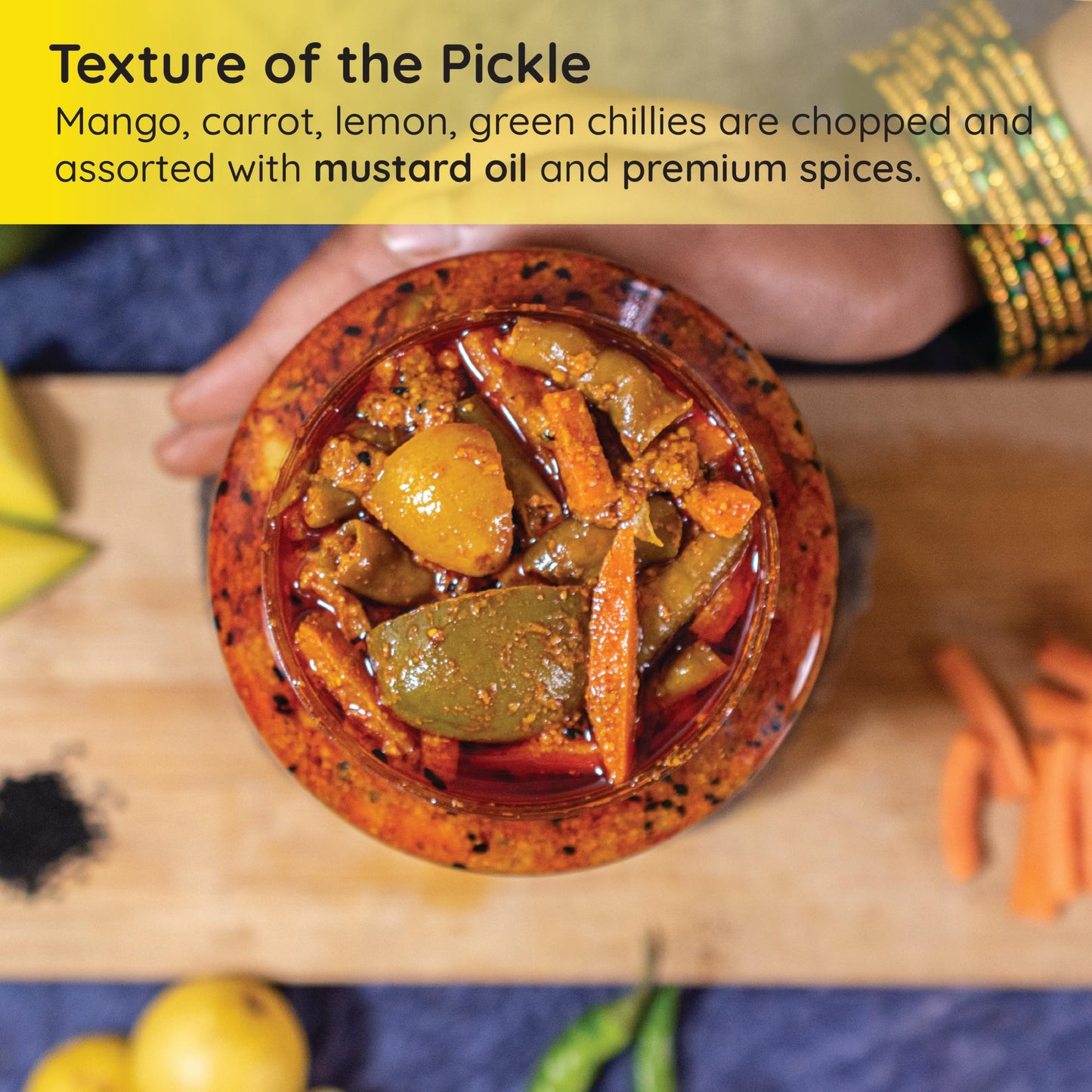 FarmDidi Mixed Pickle 325G | Carrot, Lemon & Chilli | Low-Oil, No Preservatives