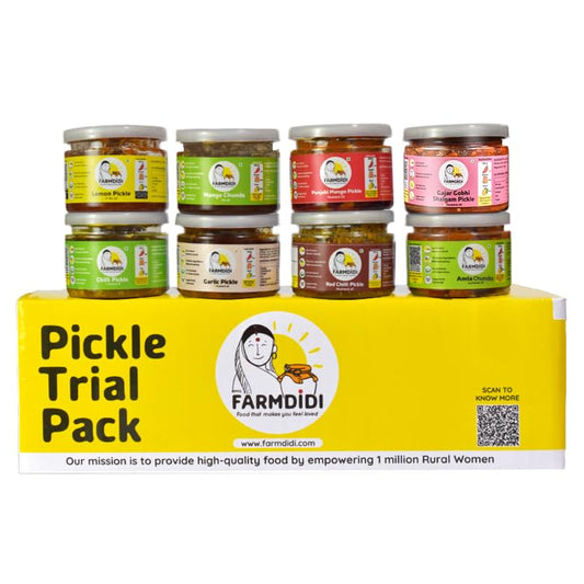 Farm Didi Pickles Trial Pack of 8 | Spicy & Sweet Achar | No Artificial Preservatives | Sun-Dried