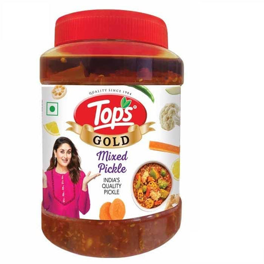 TOPS Gold Mixed Pickle - 900 gm | Infused with Traditional Spices, Trans Fat-Free