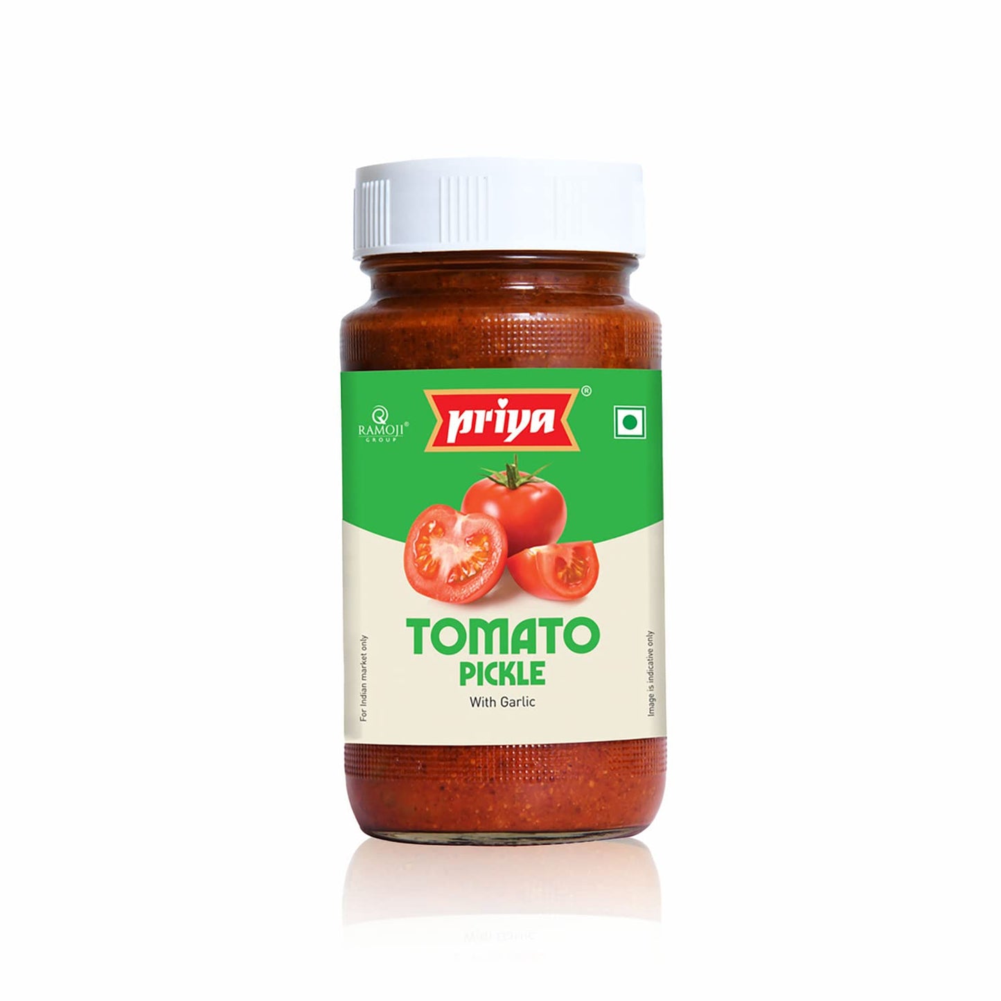Priya Tomato Pickle with Garlic, 500g - Traditional South Indian Achar