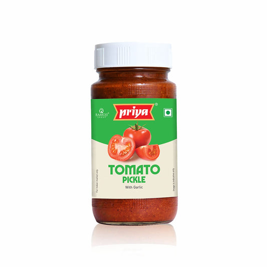 Priya Tomato Pickle with Garlic, 500g - Traditional South Indian Achar