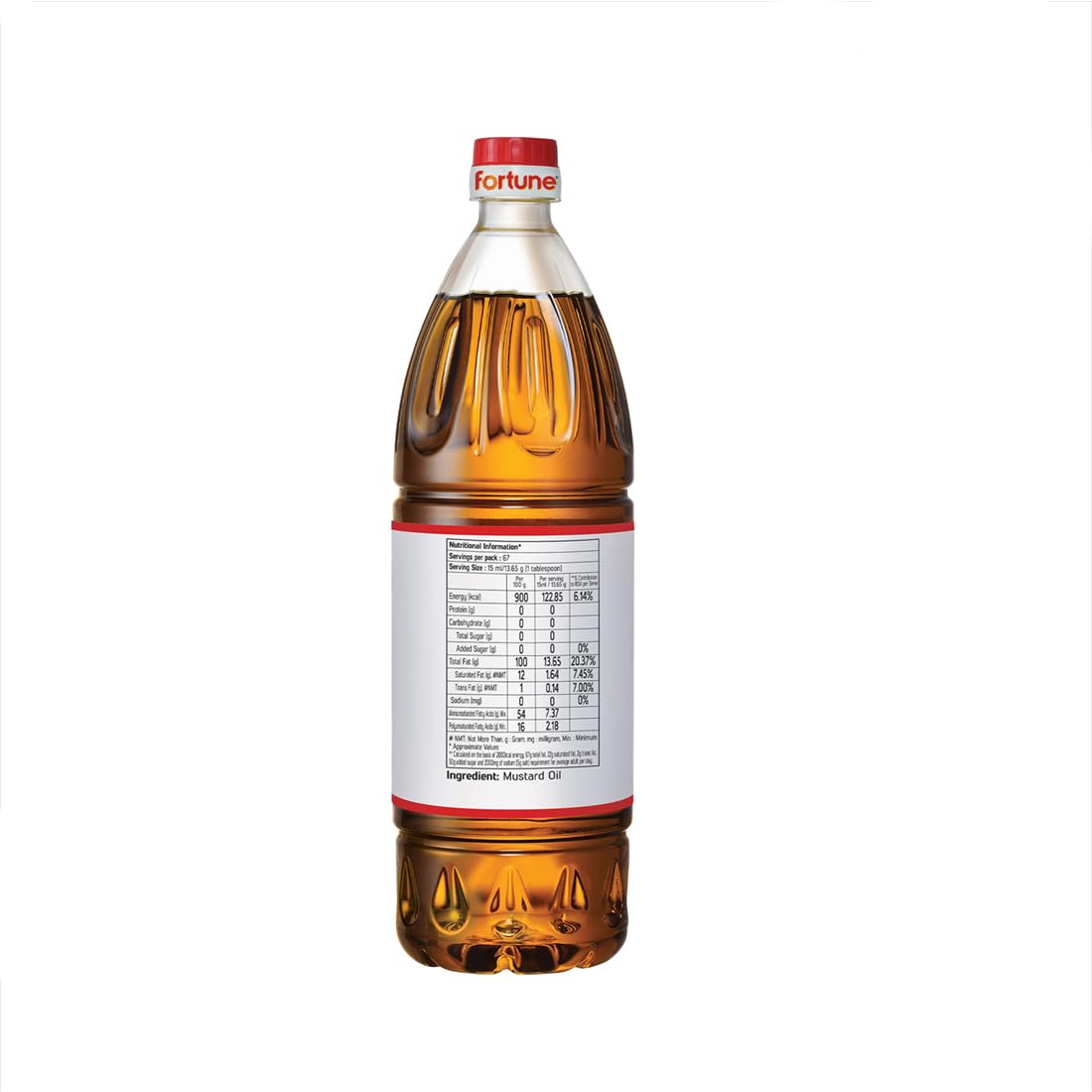 Fortune Kachi Ghani Mustard Oil, 910G PET Bottle - Rich in Omega 3 & 6