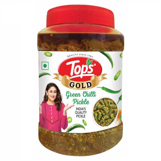 TOPS Green Chilli Pickle - 900 gm | Trans Fat-Free, Mustard Oil